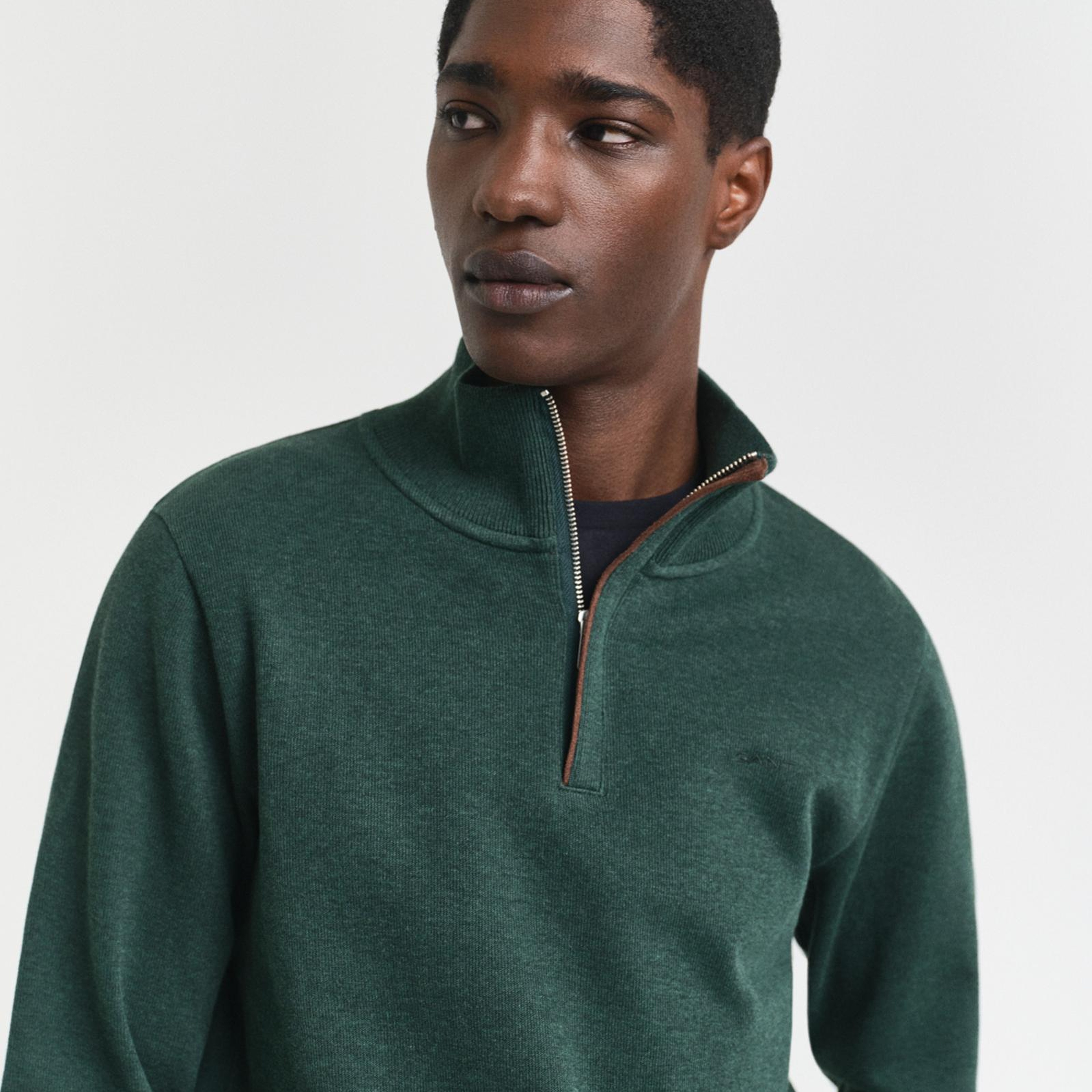 GANT Erkek Yeşil Regular Fit Yarım Fermuarlı Sweatshirt