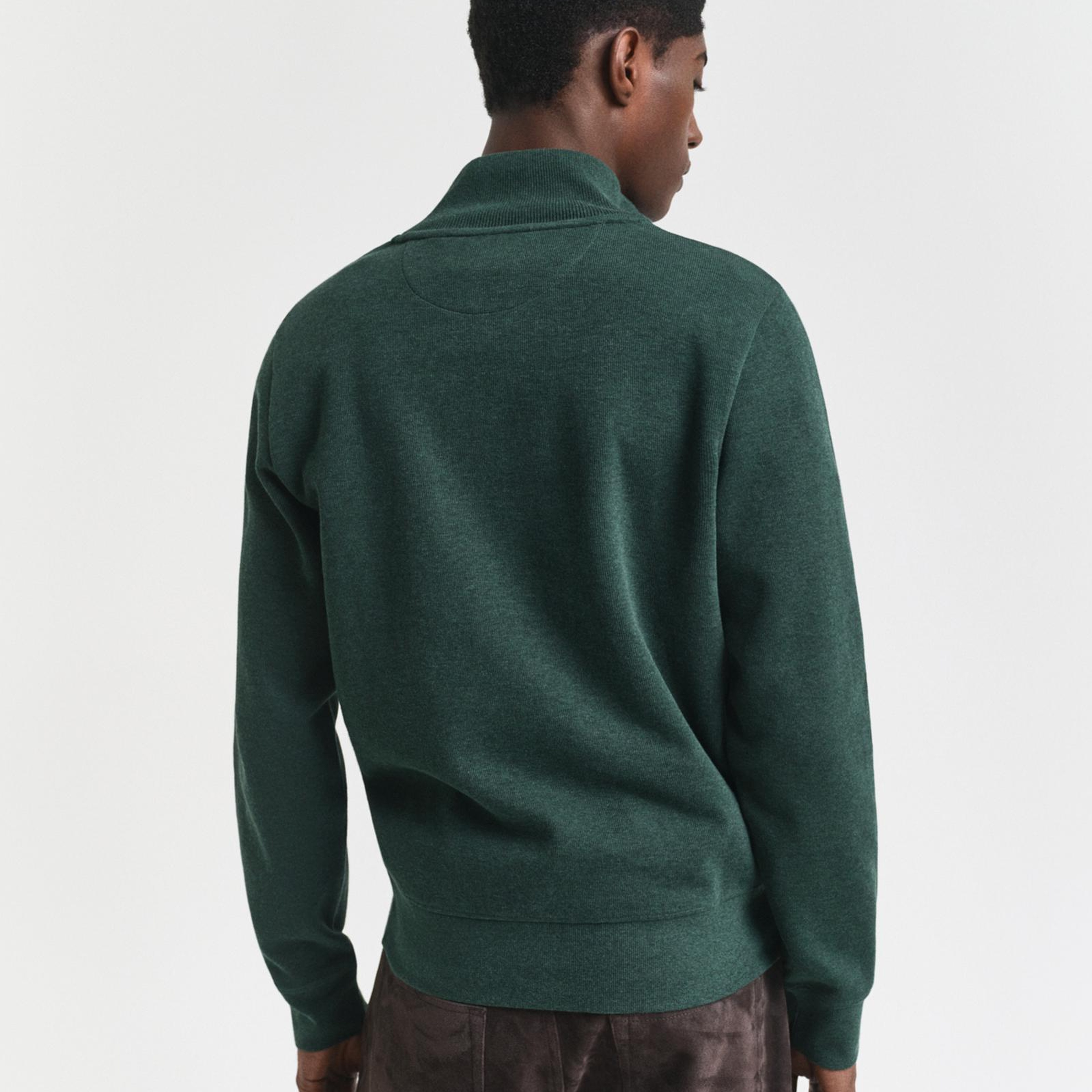 GANT Erkek Yeşil Regular Fit Yarım Fermuarlı Sweatshirt
