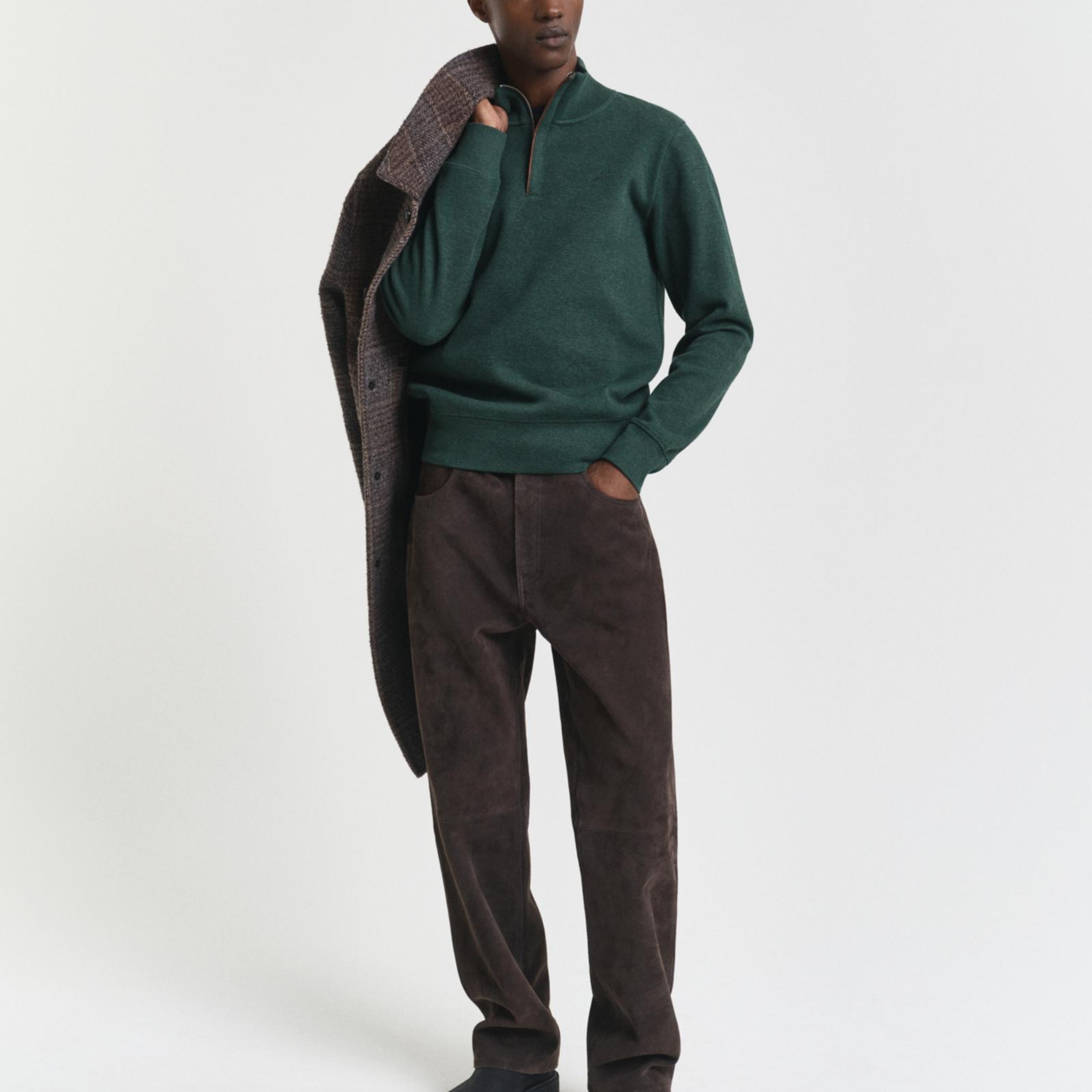 GANT Erkek Yeşil Regular Fit Yarım Fermuarlı Sweatshirt