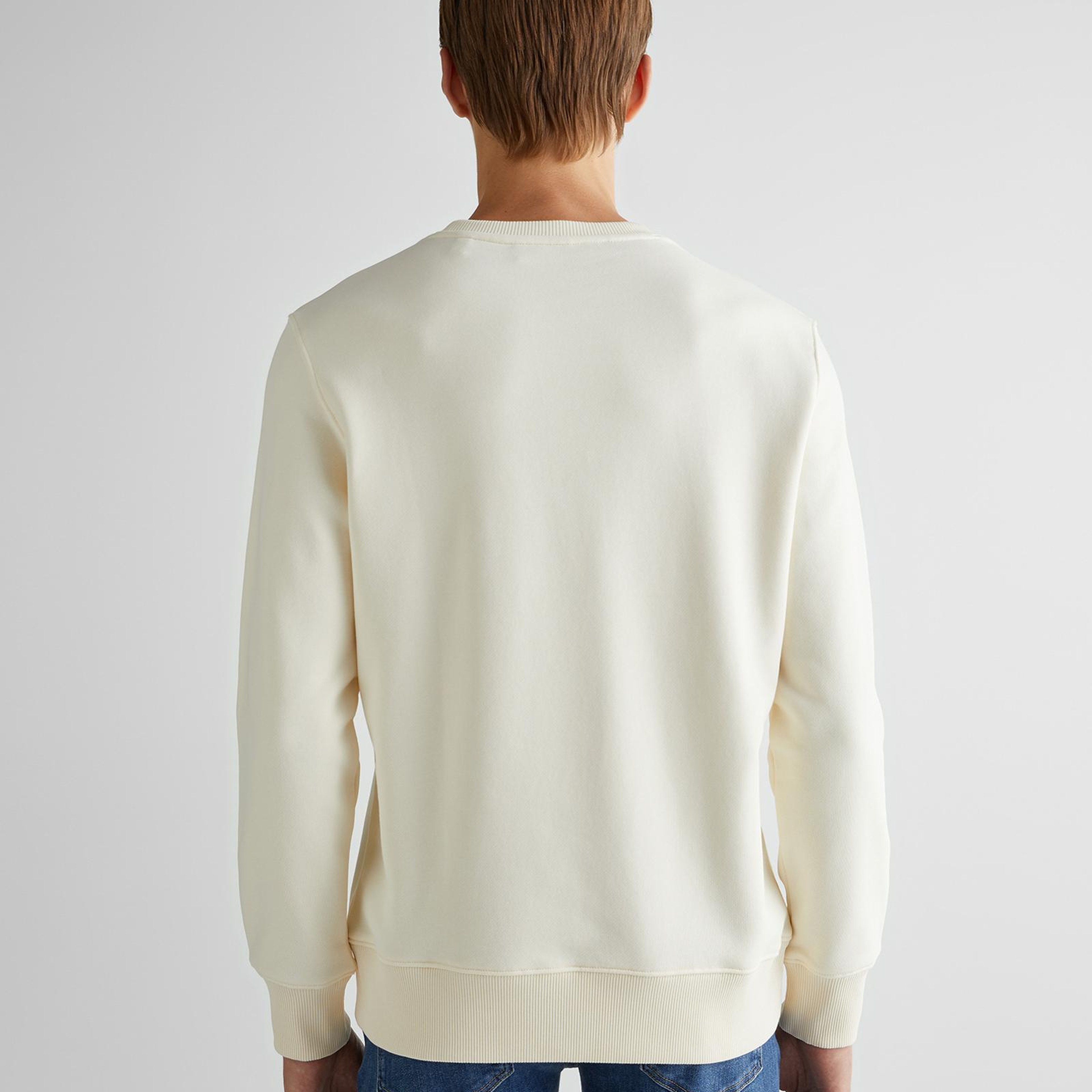 GANT Erkek Krem Regular Fit Bisiklet Yaka Logolu Sweatshirt