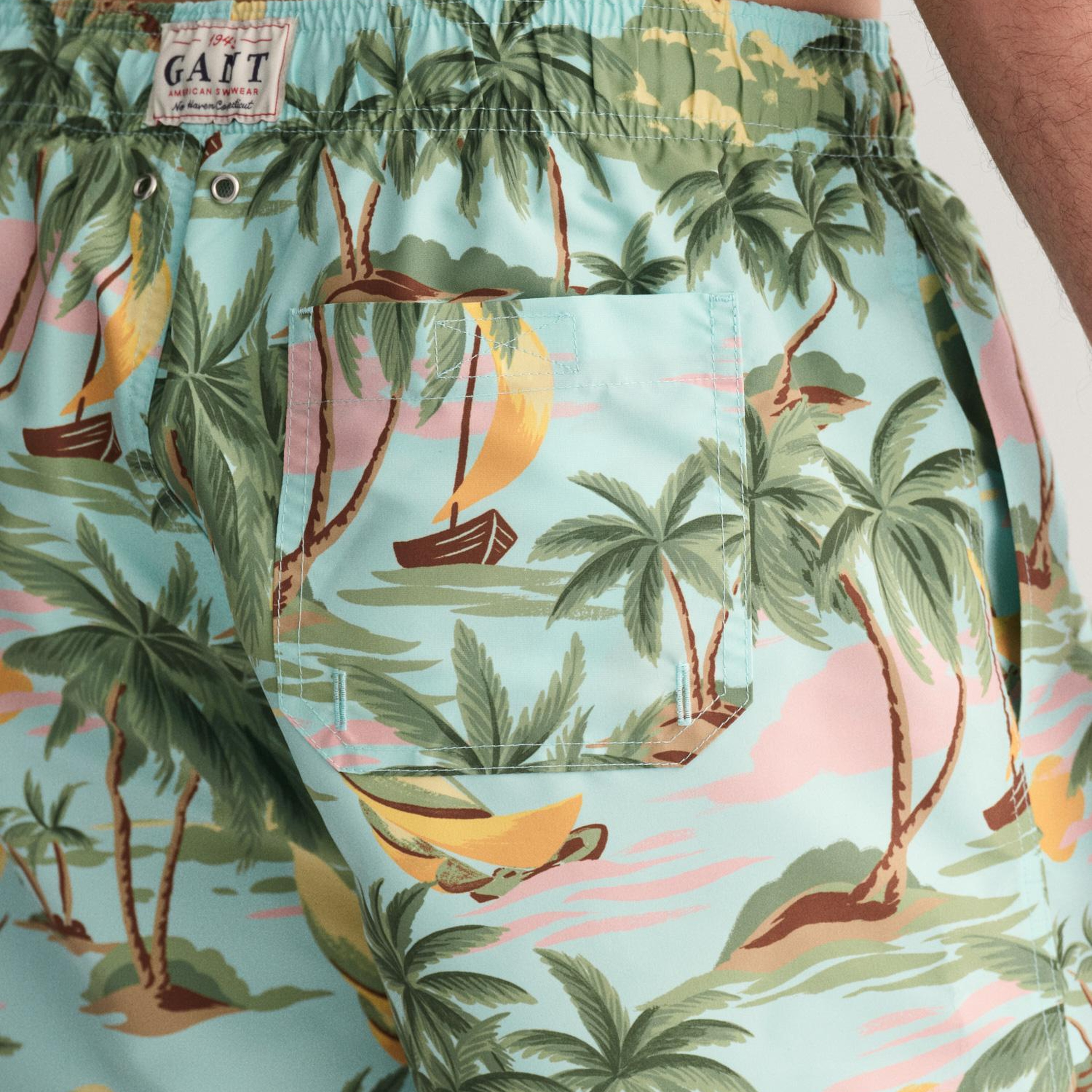 GANT Erkek Yeşil Regular Fit Desenli Mayo Şort