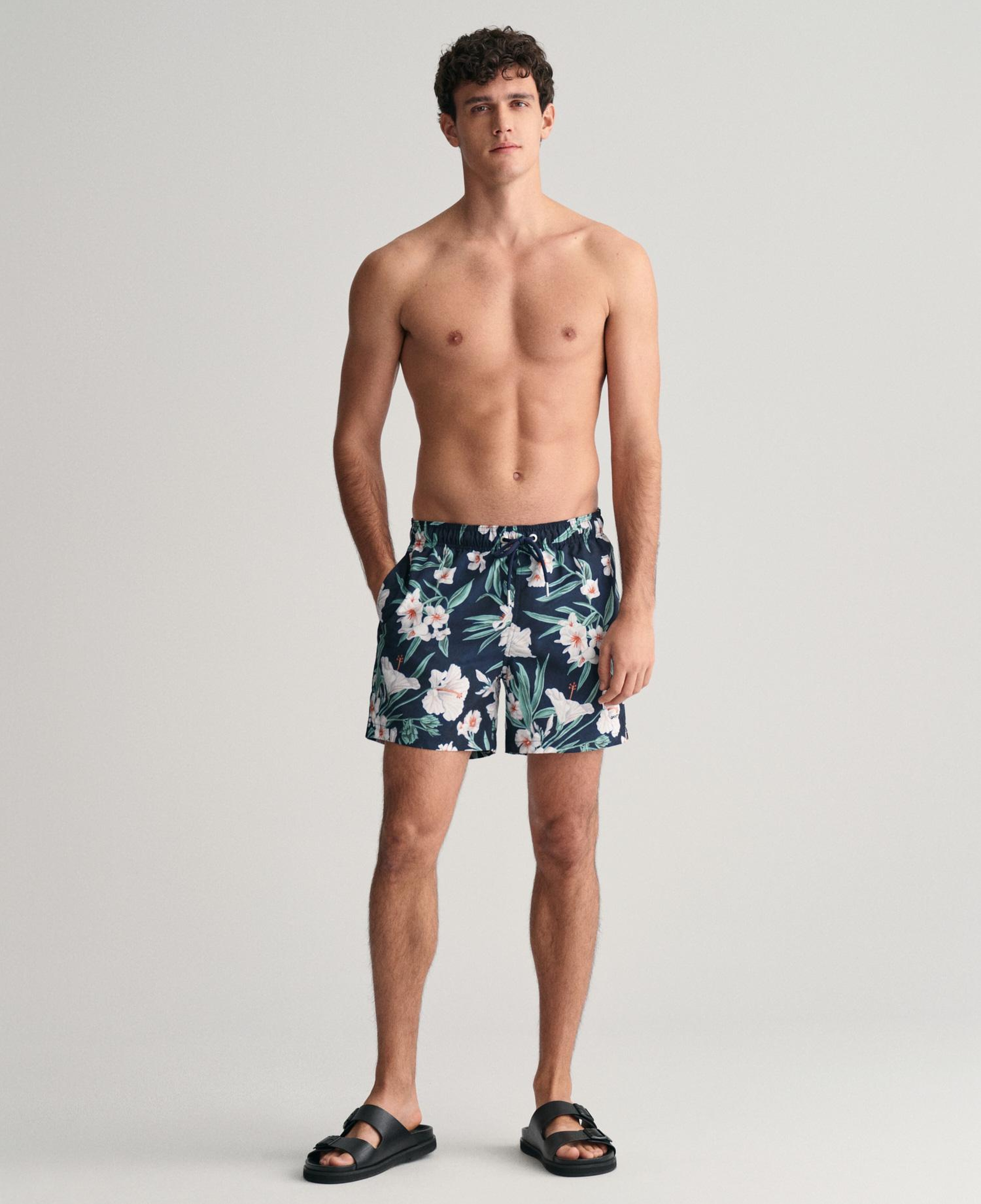 GANT Erkek Lacivert Regular Fit Desenli Mayo Şort