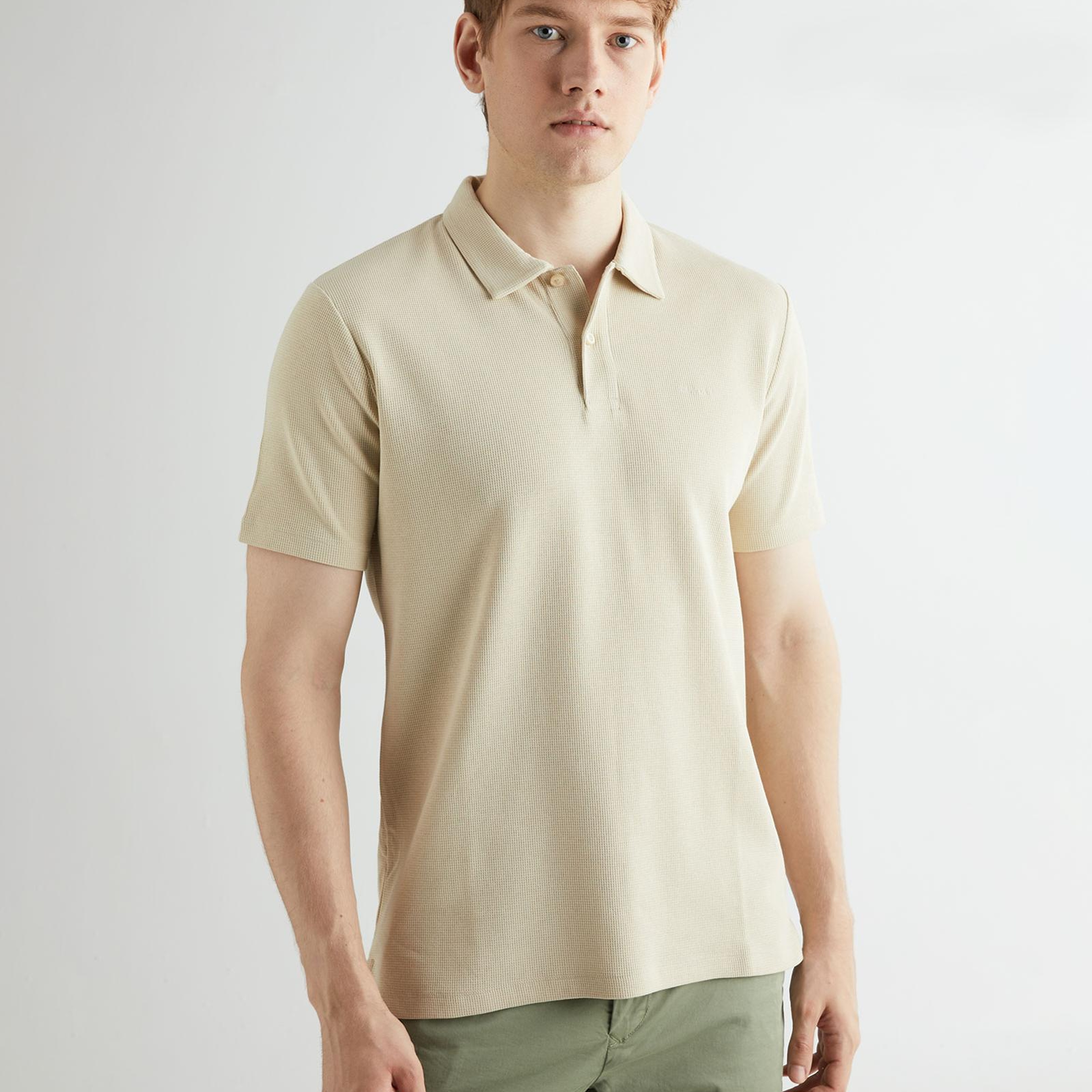 GANT Erkek Bej Regular Fit Dokulu Polo