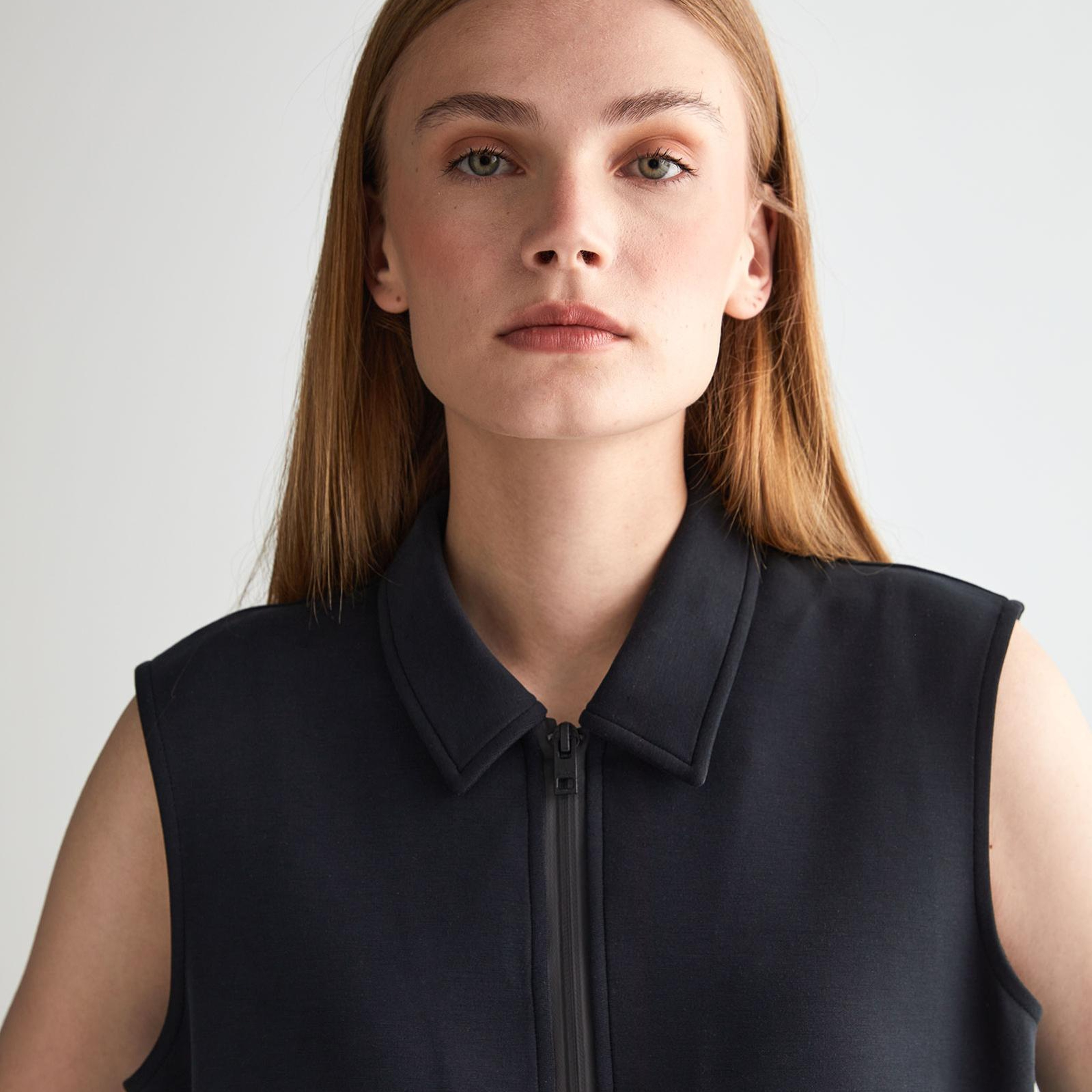 GANT Kadın Siyah Regular Fit Yarım Fermuarlı Elbise