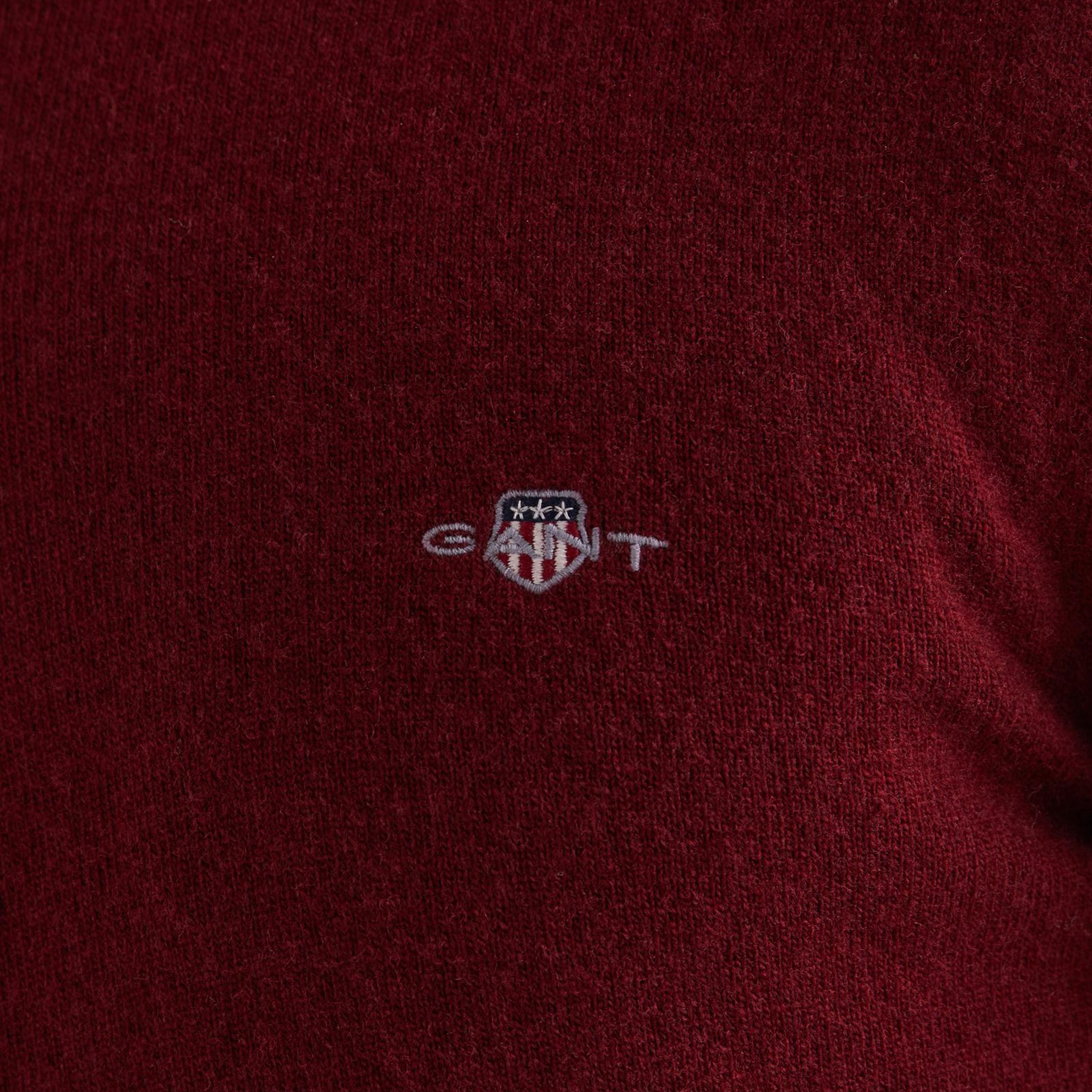 GANT Erkek Bordo Regular Fit Yarım Fermuarlı Yün Kazak