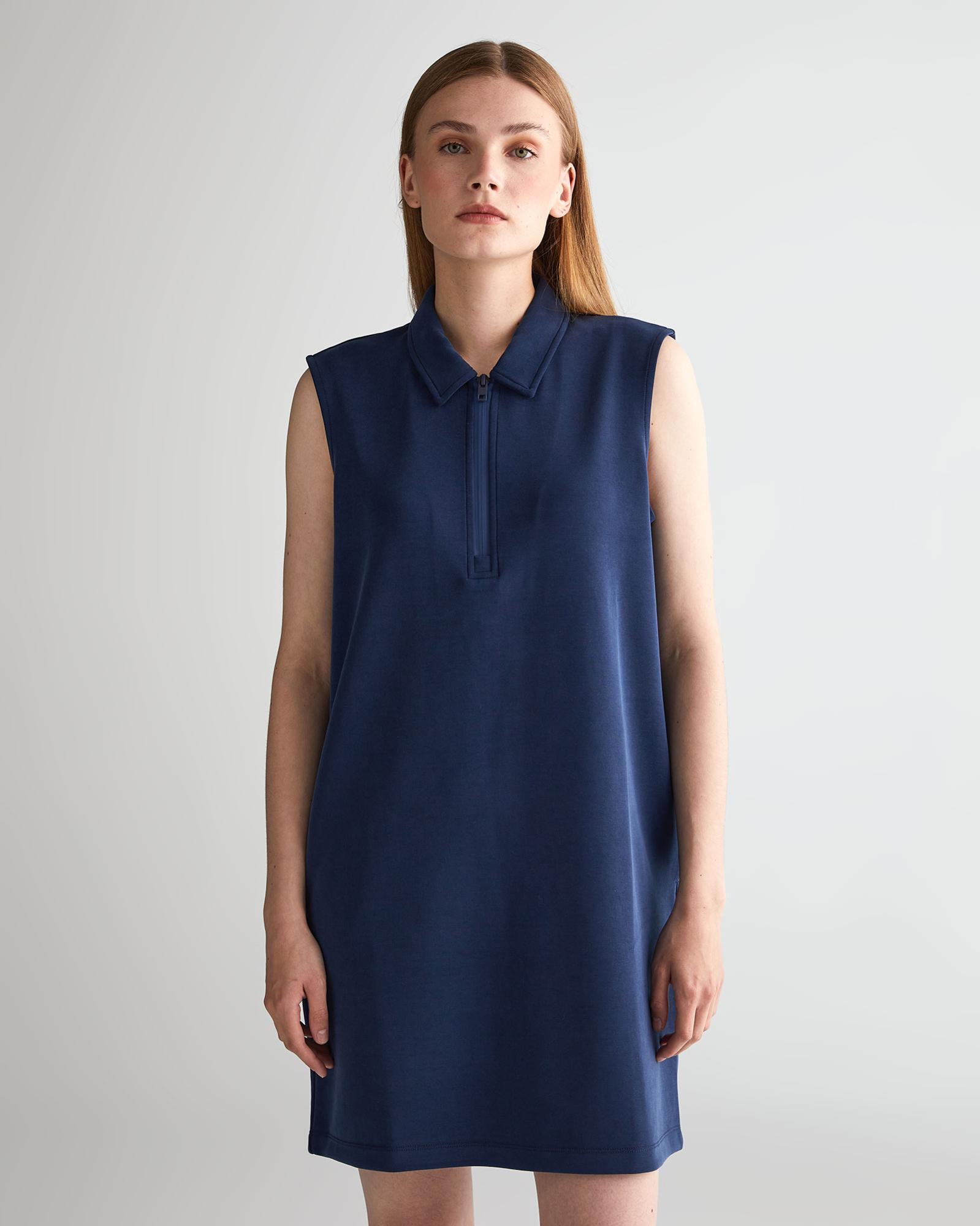 GANT Kadın Lacivert Regular Fit Yarım Fermuarlı Elbise