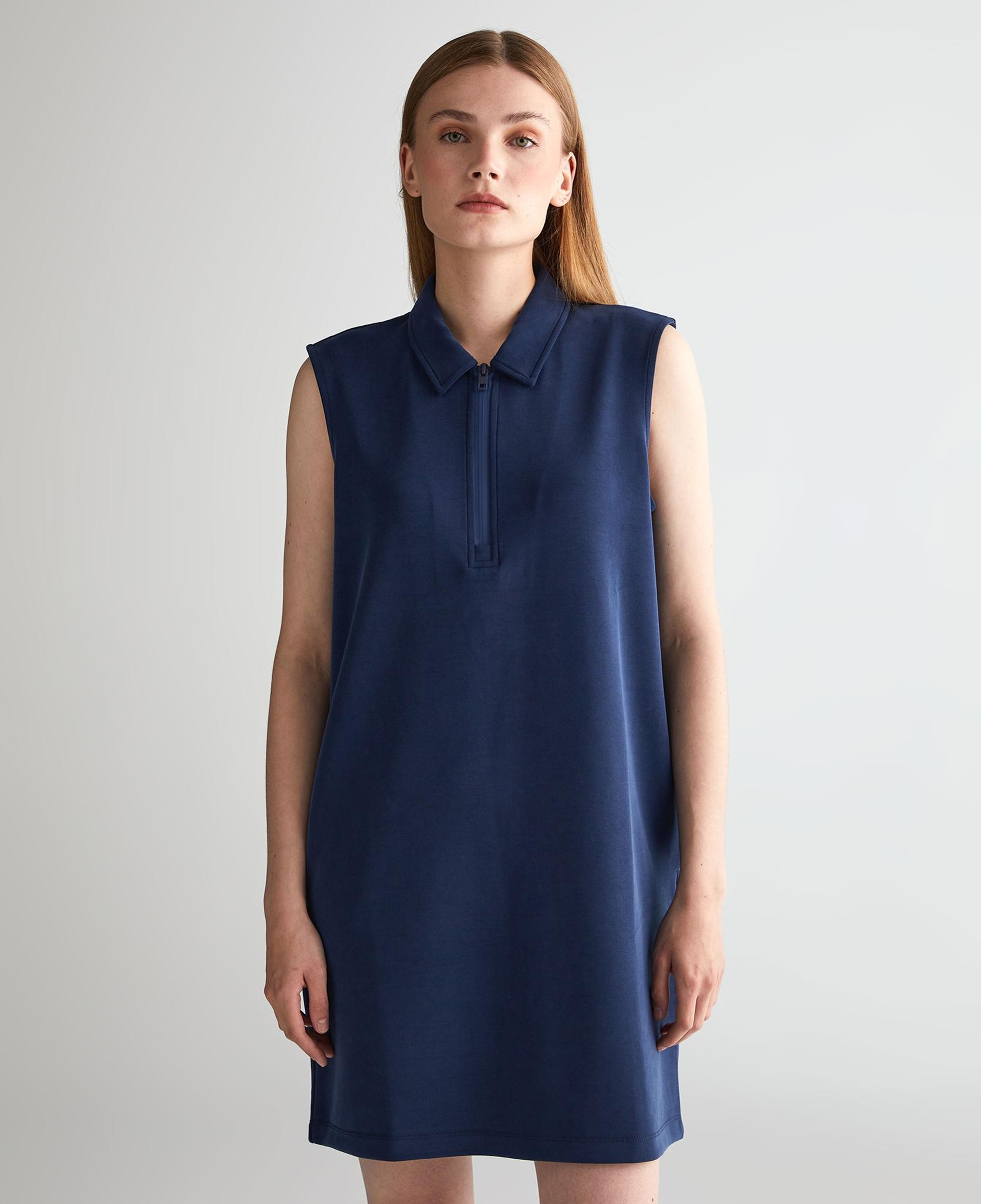 GANT Kadın Lacivert Regular Fit Yarım Fermuarlı Elbise