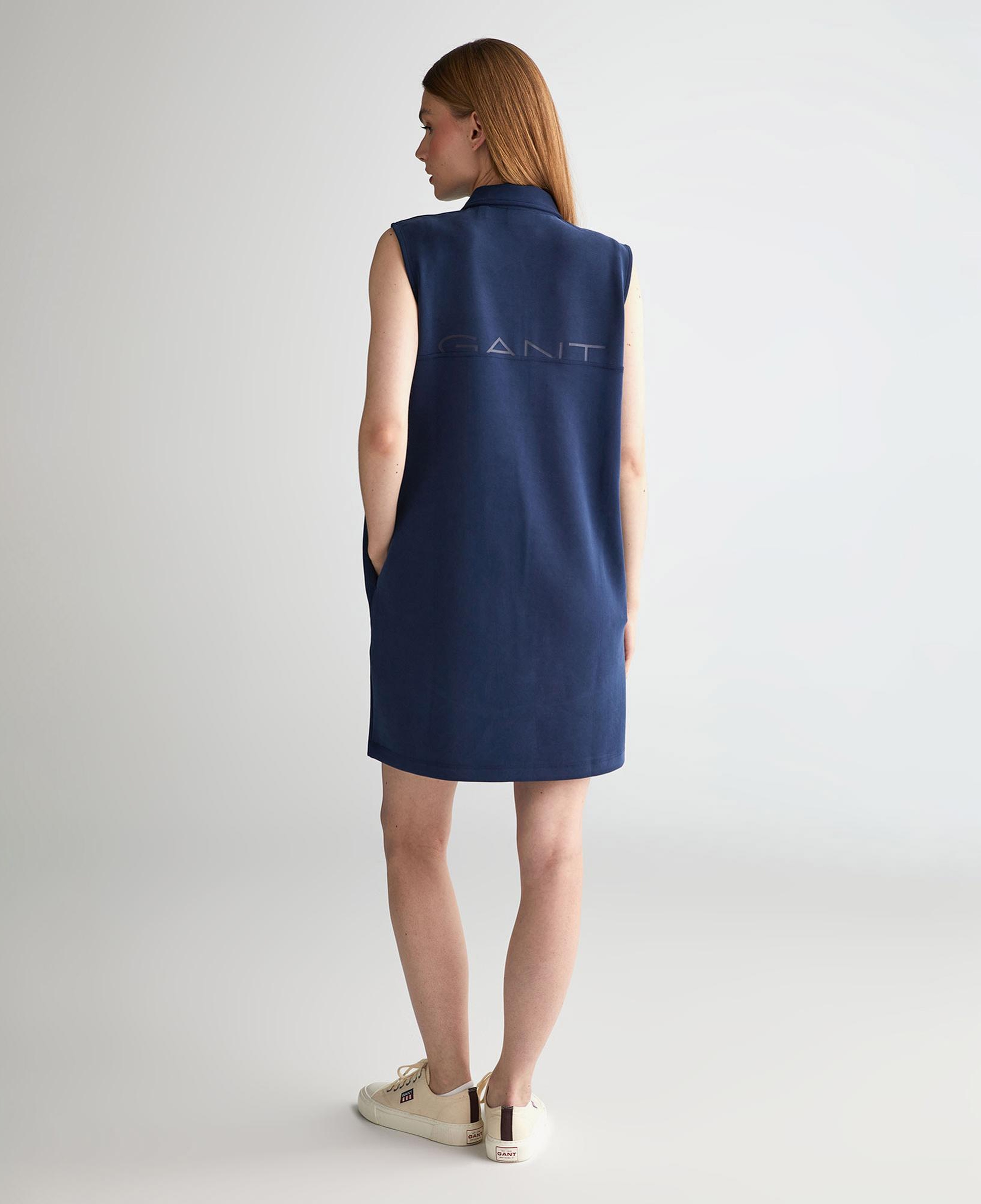 GANT Kadın Lacivert Regular Fit Yarım Fermuarlı Elbise