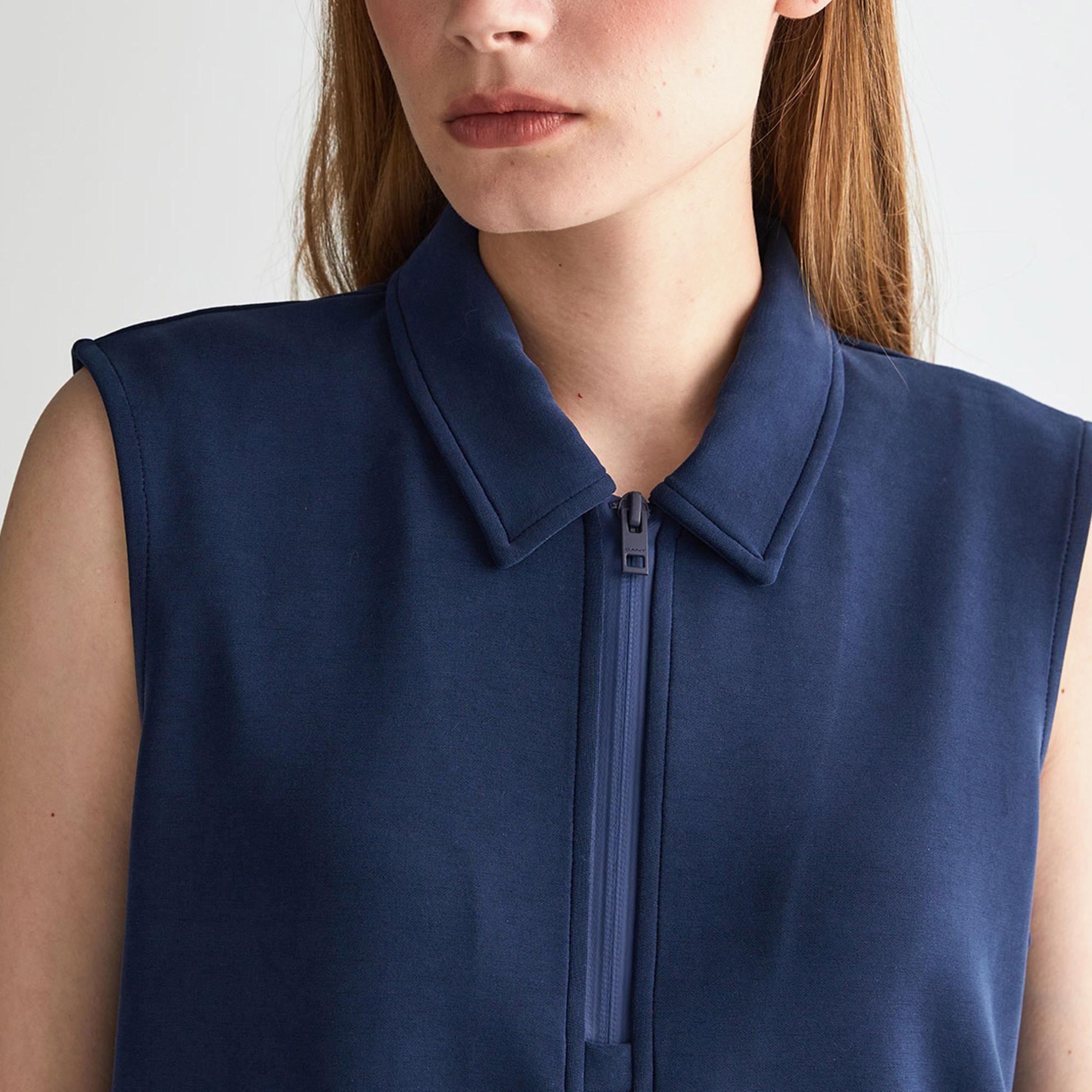 GANT Kadın Lacivert Regular Fit Yarım Fermuarlı Elbise