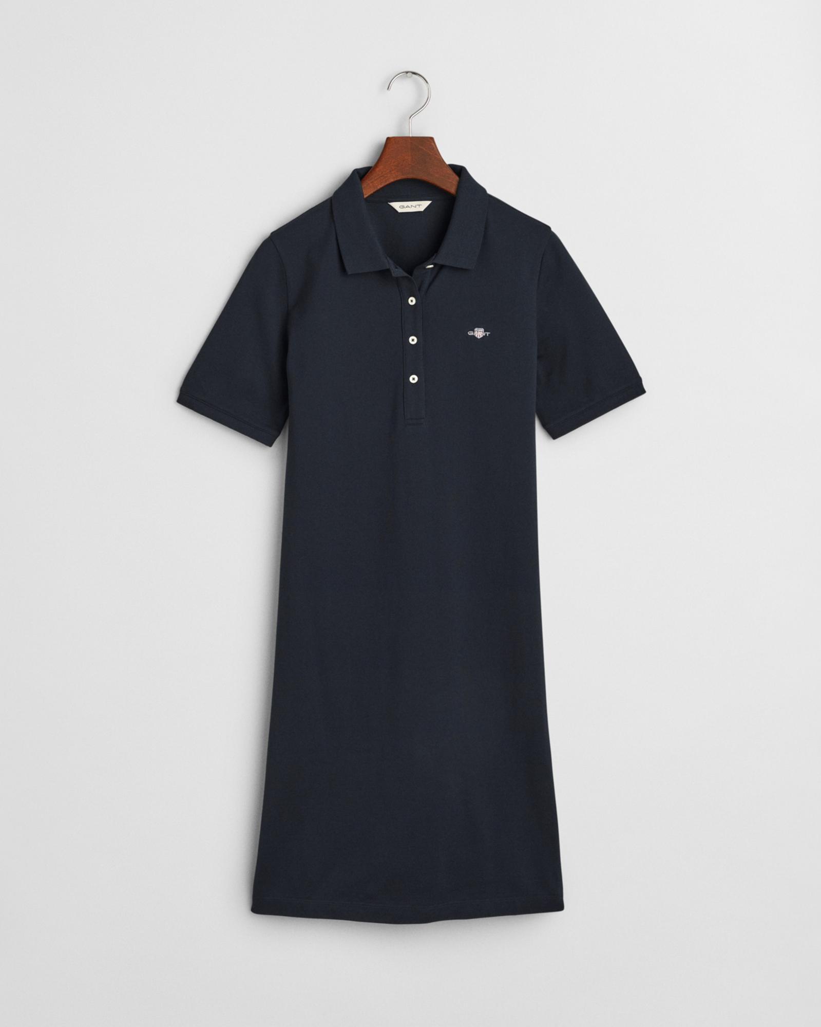 GANT Kadın Lacivert Regular Fit Polo Yaka Elbise