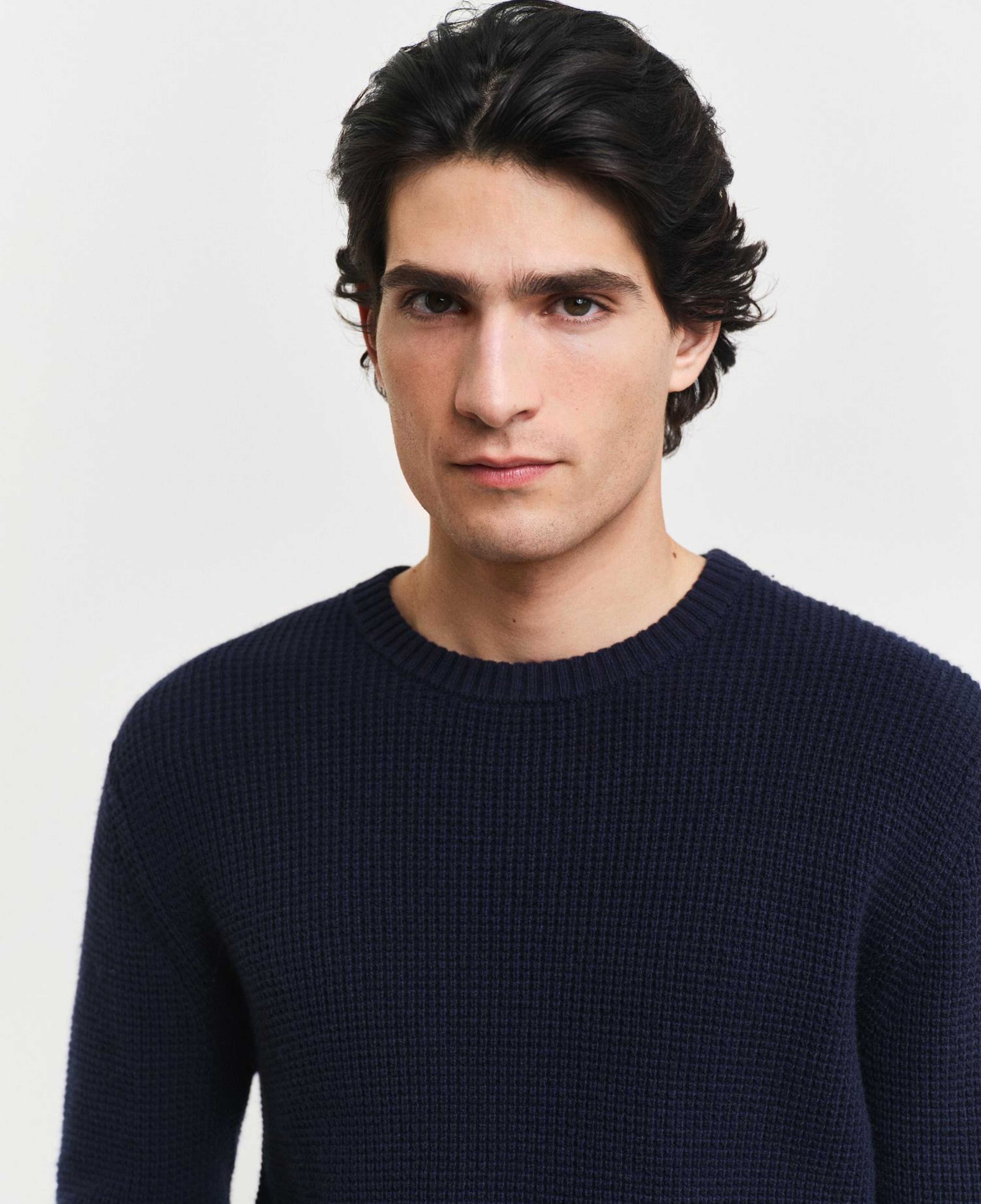 GANT Erkek Lacivert Regular Fit Bisiklet Yaka Kazak