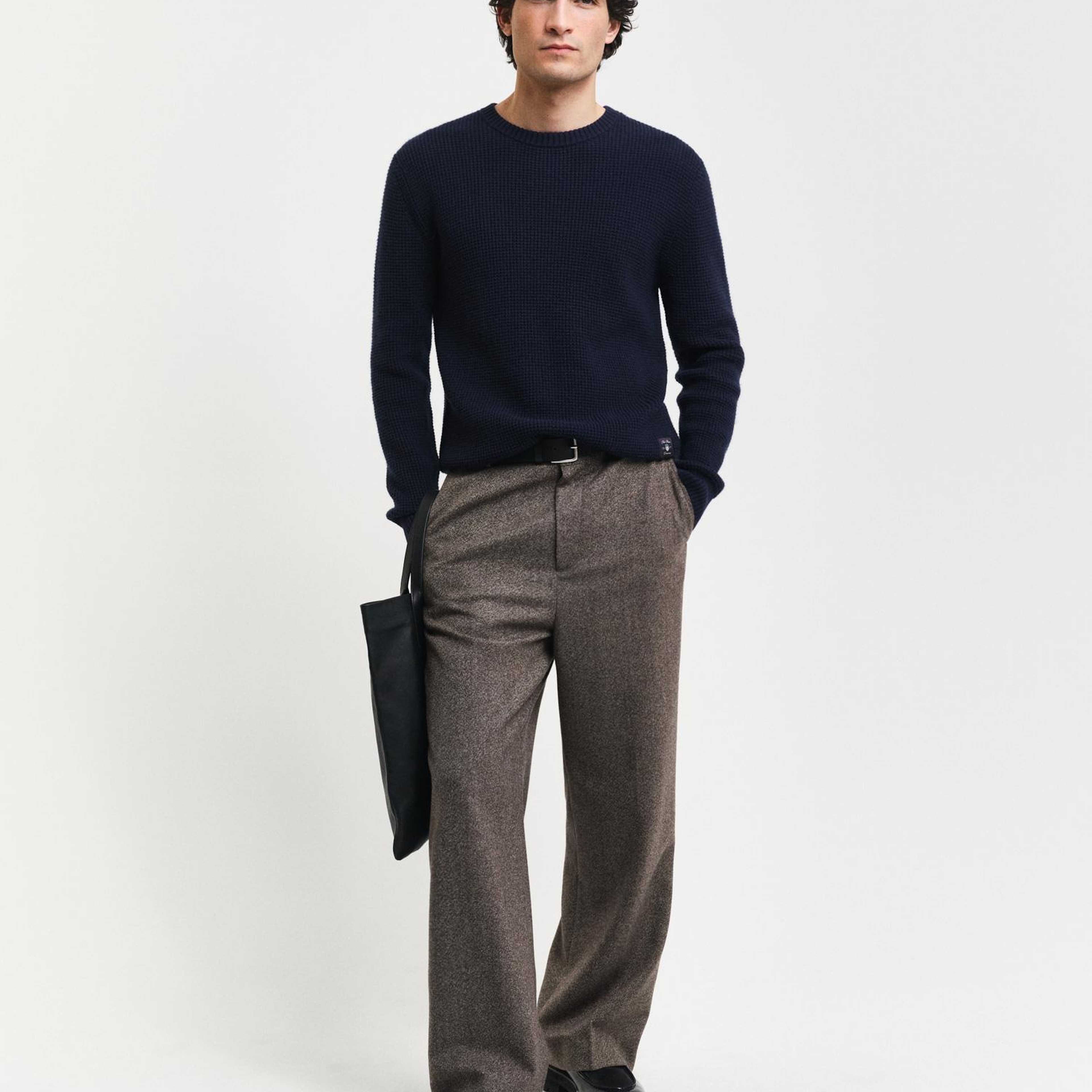 GANT Erkek Lacivert Regular Fit Bisiklet Yaka Kazak