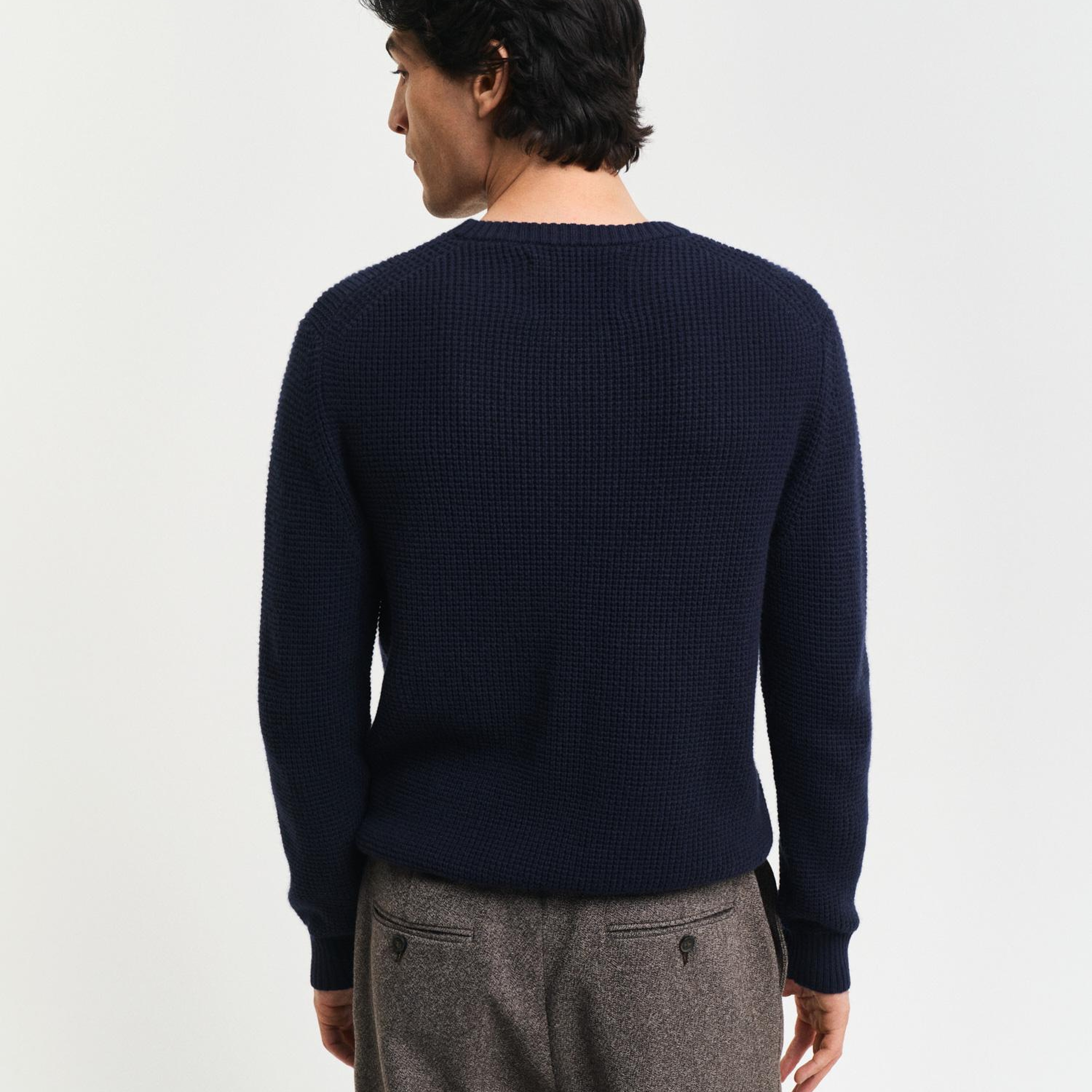 GANT Erkek Lacivert Regular Fit Bisiklet Yaka Kazak