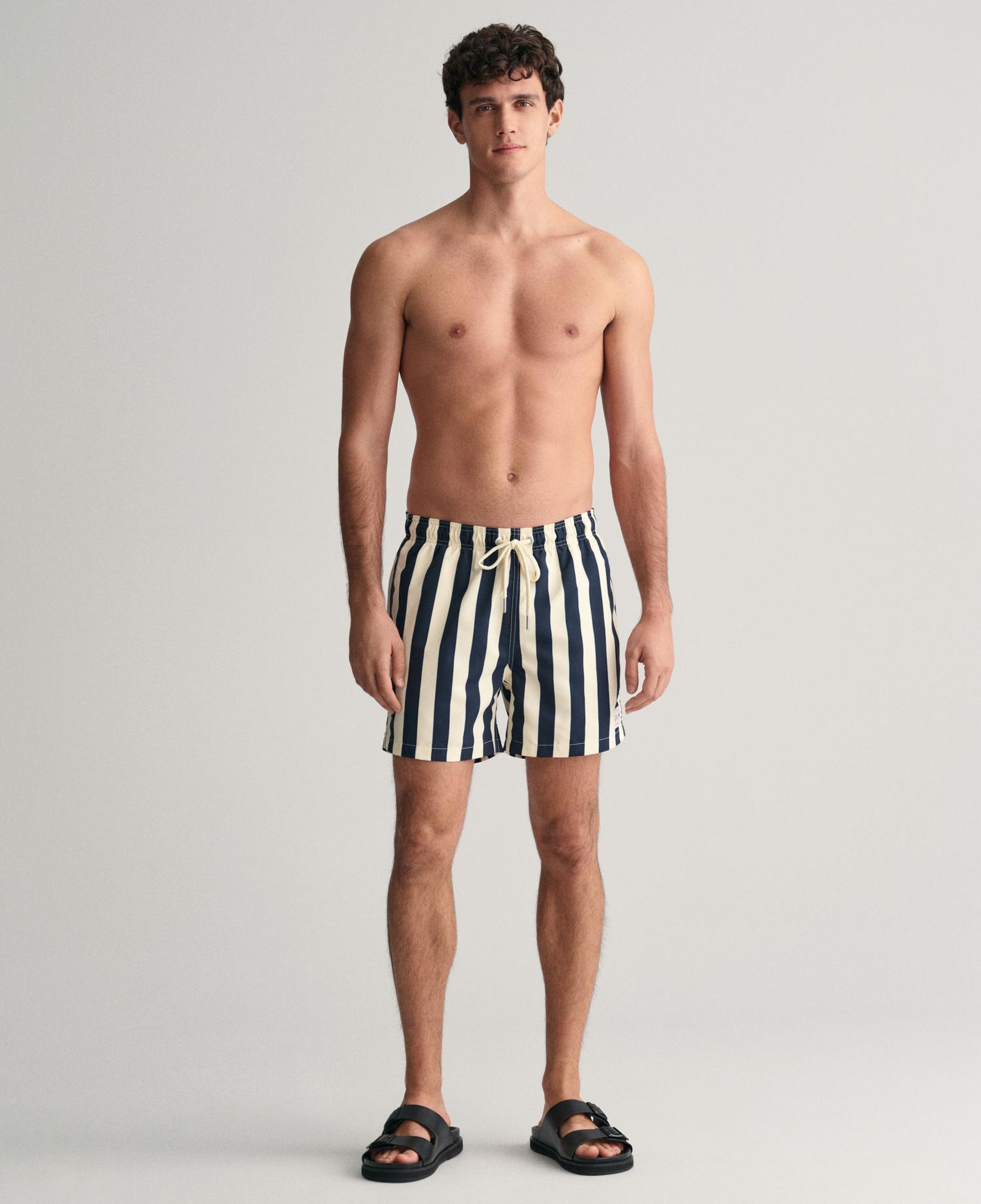 GANT Erkek Lacivert Regular Fit Çizgili Mayo Şort