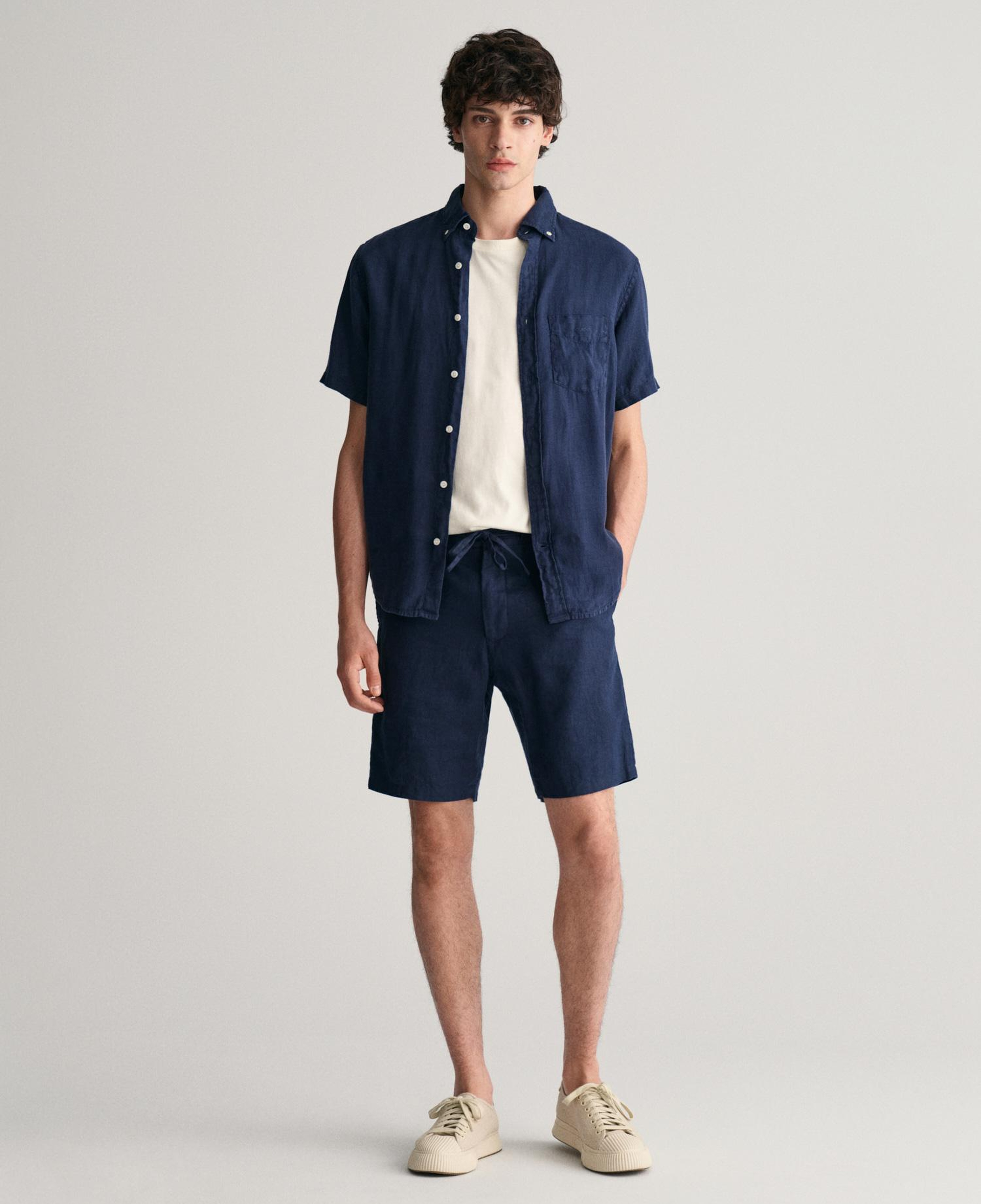 GANT Erkek Lacivert Relaxed Fit Keten Şort