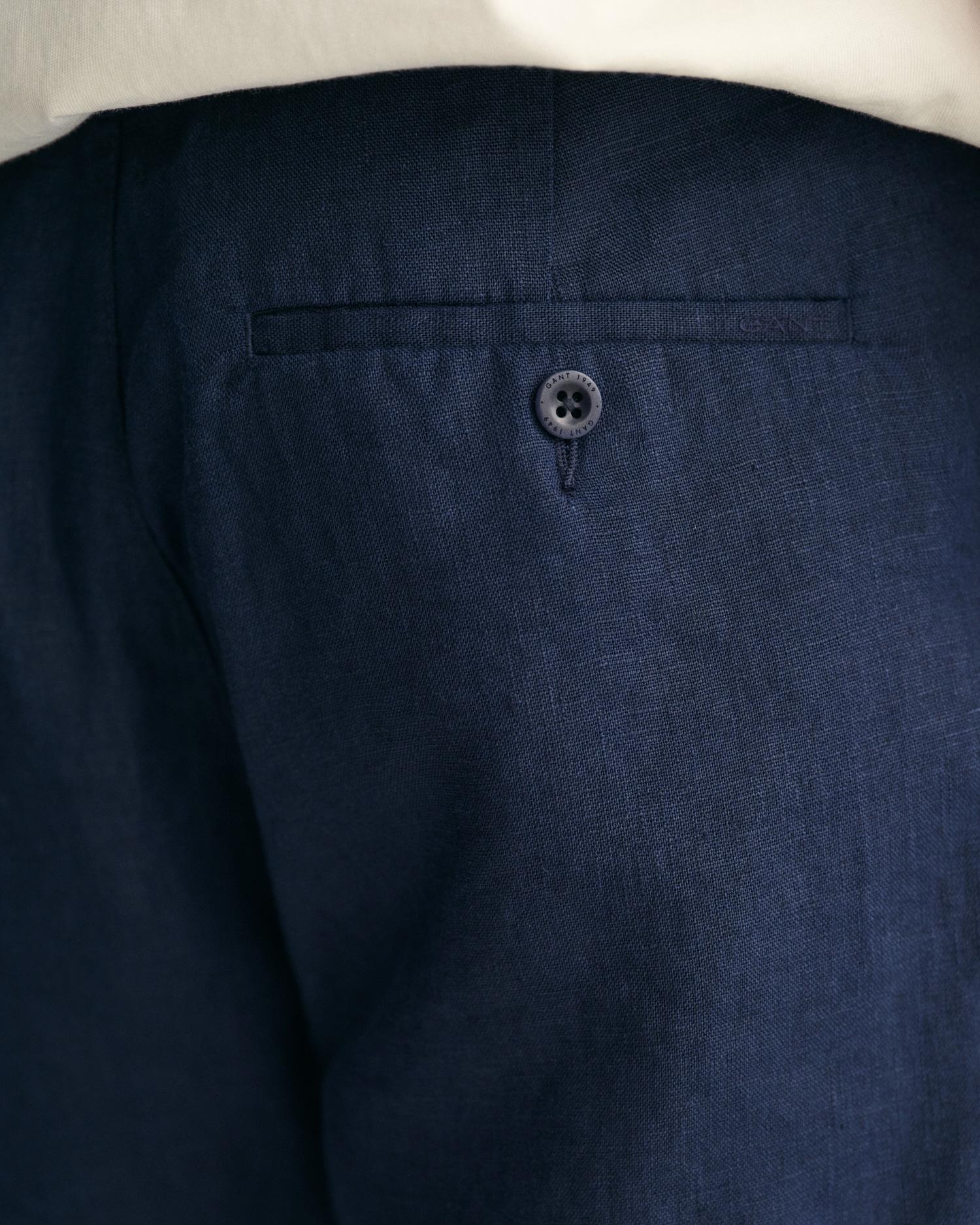 GANT Erkek Lacivert Relaxed Fit Keten Şort