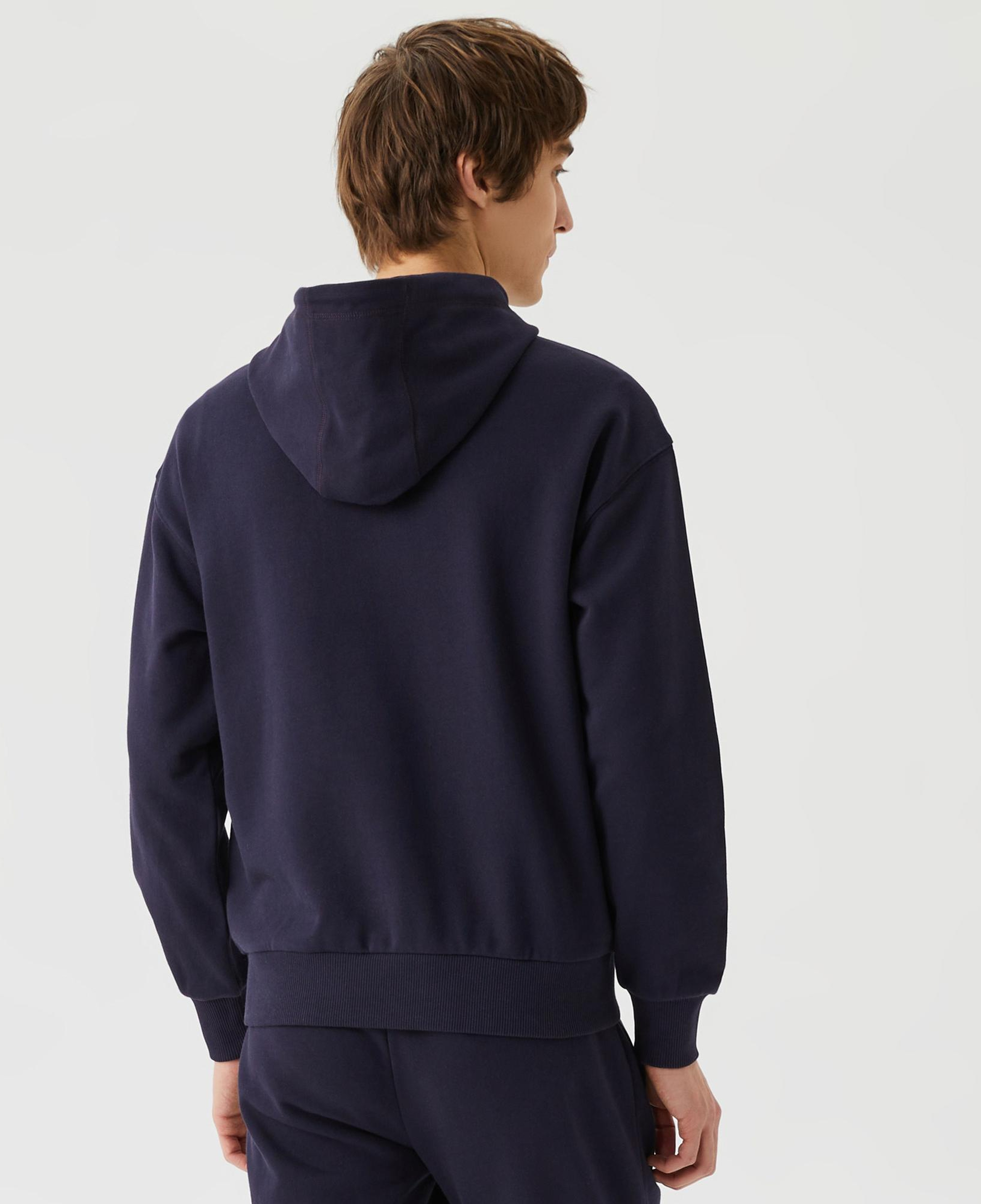 Unisex Relax Fit Kapüşonlu Baskılı Lacivert Sweatshirt