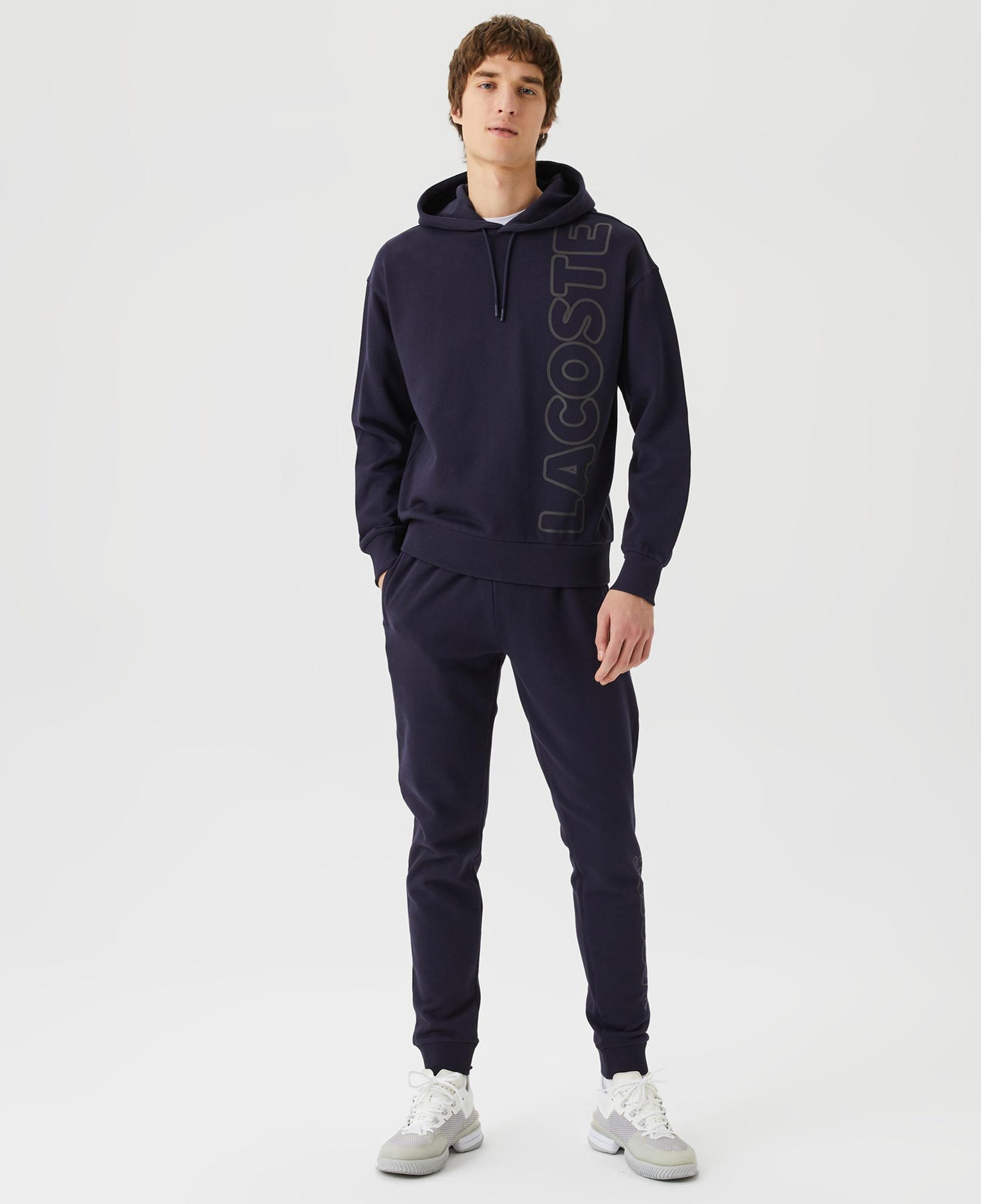 Unisex Relax Fit Kapüşonlu Baskılı Lacivert Sweatshirt