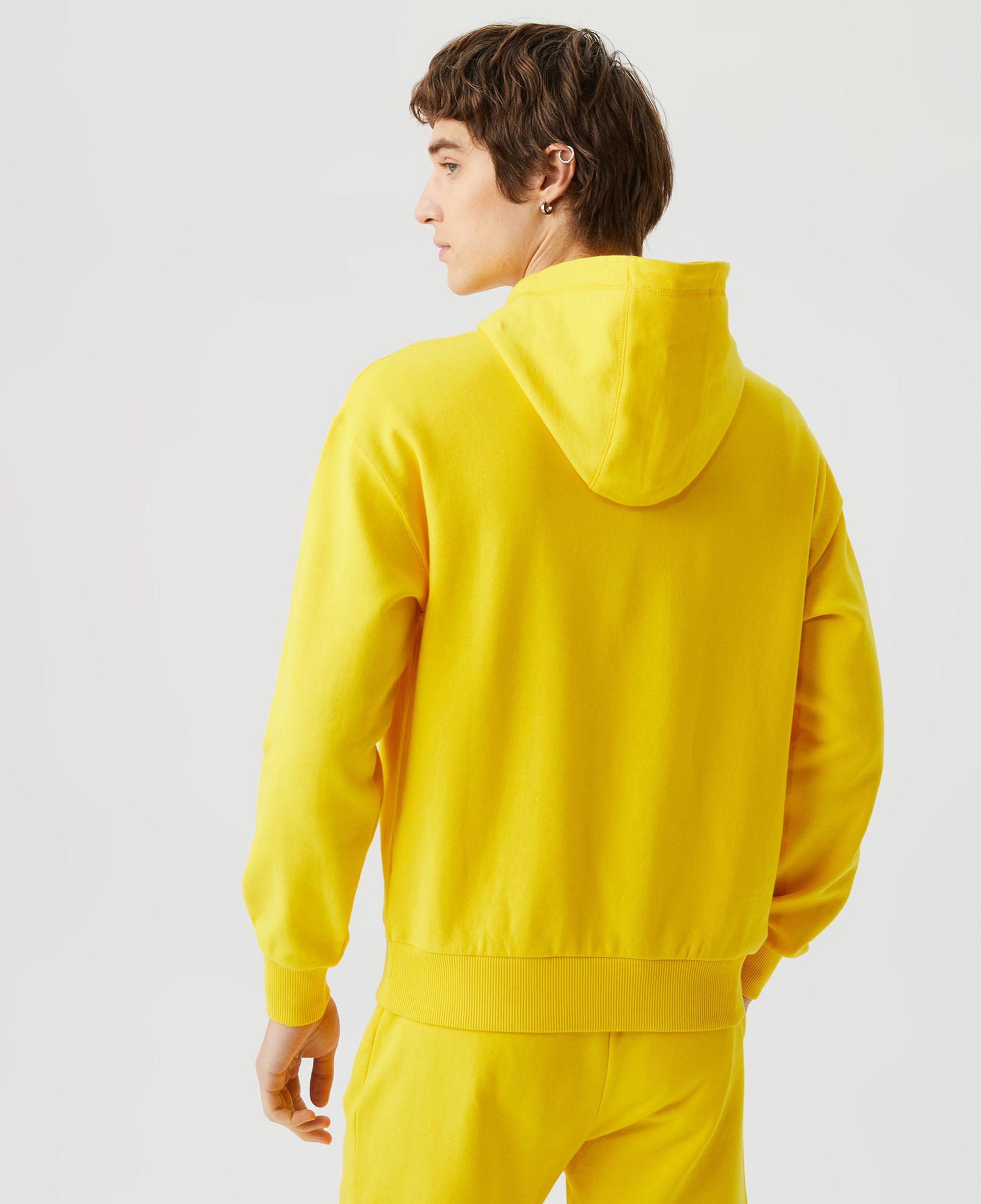 Unisex Relaxed Fit Kapüşonlu Baskılı Sarı Sweatshirt