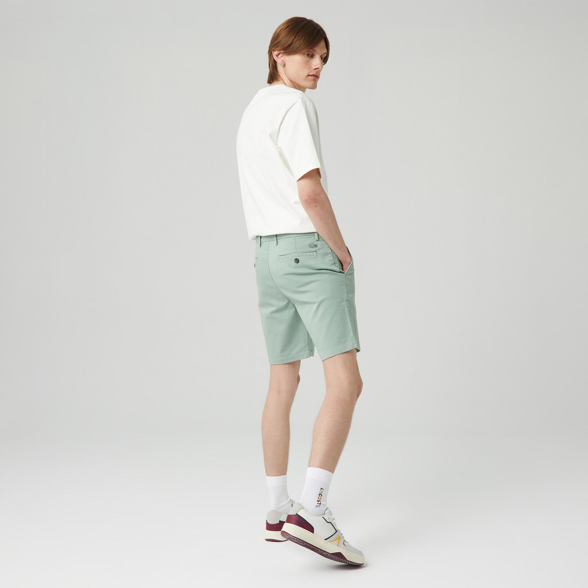 Erkek Slim Fit Yeşil Bermuda Şort