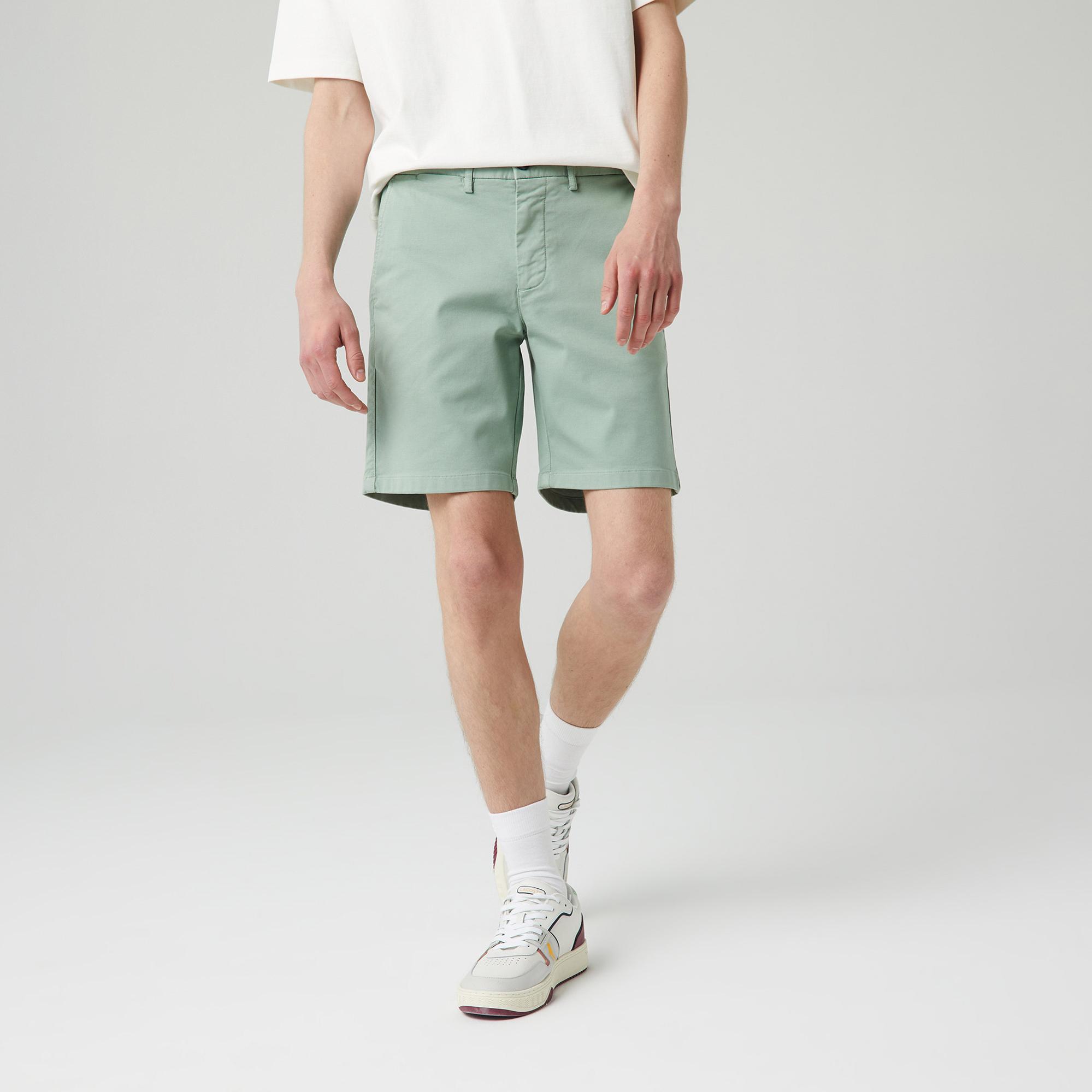 Erkek Slim Fit Yeşil Bermuda Şort