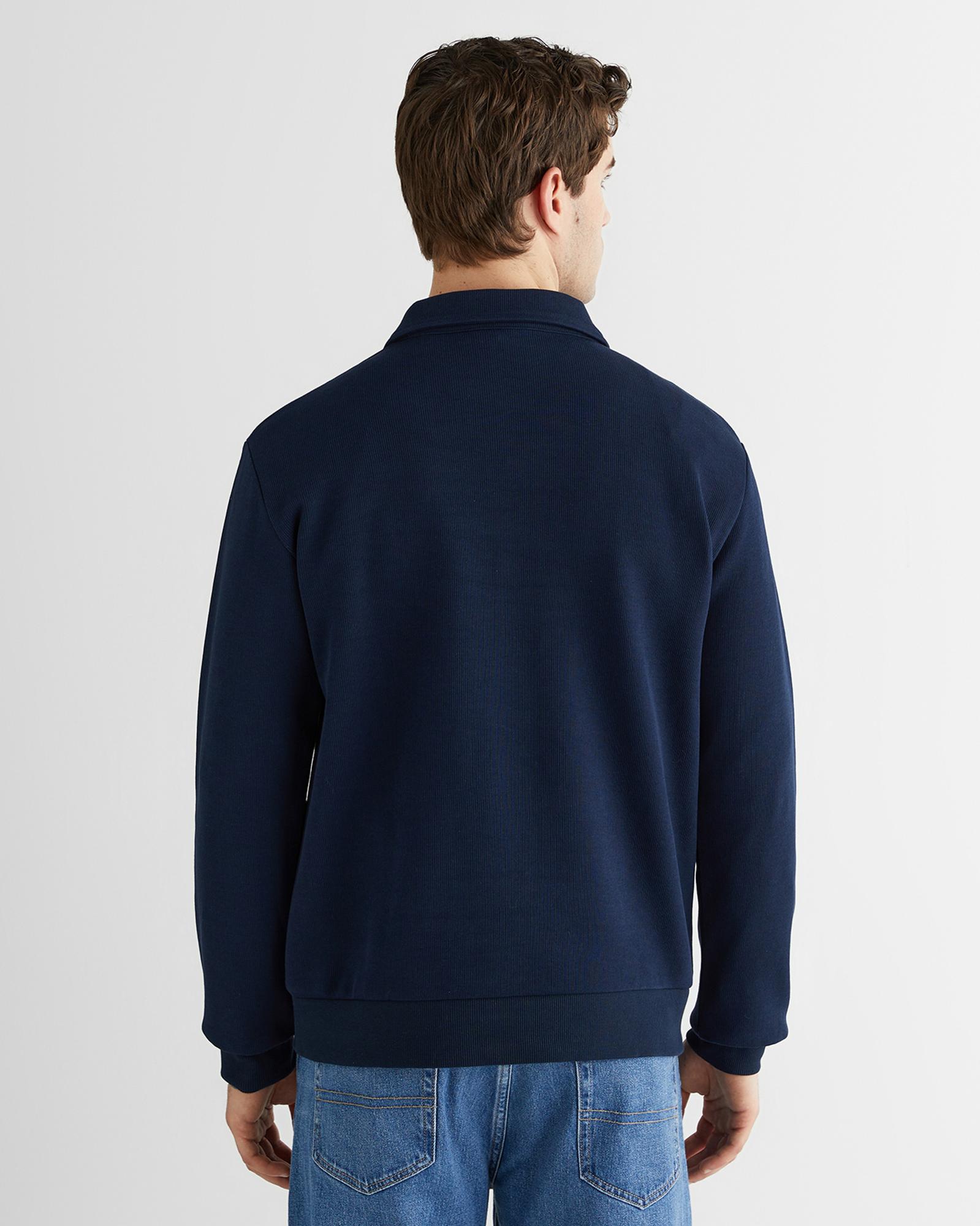 GANT Erkek Mavi Regular Fit Yarım Fermuarlı Logolu Sweatshirt