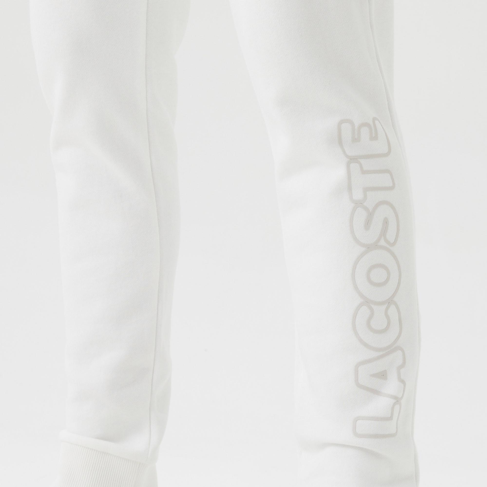 Erkek Slim Fit Baskılı Beyaz Eşofman Altı