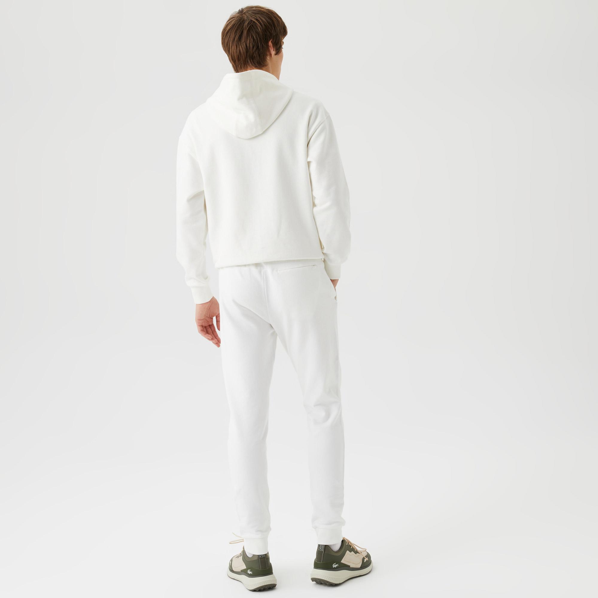 Erkek Slim Fit Baskılı Beyaz Eşofman Altı