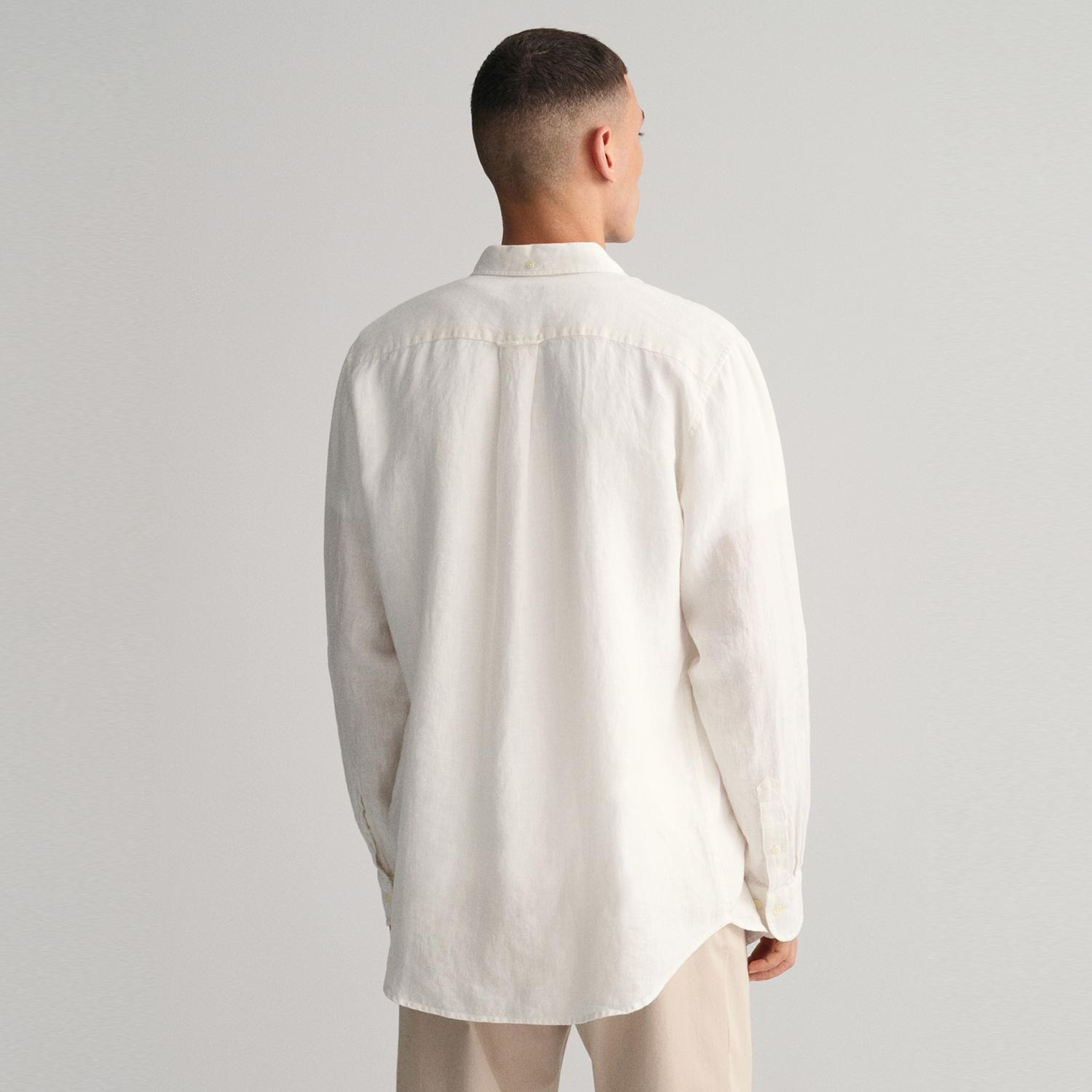 GANT Erkek Beyaz Regular Fit Keten Gömlek