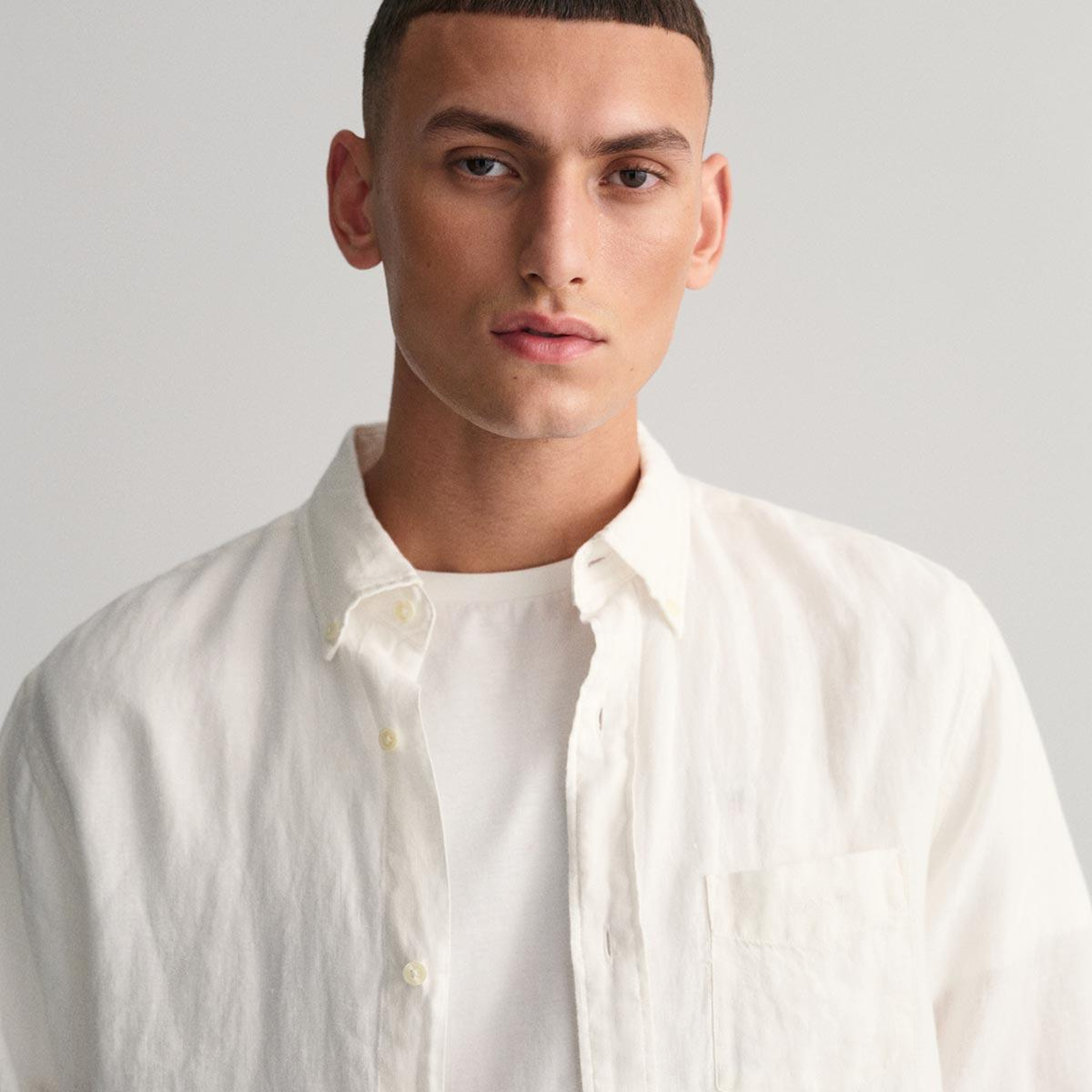 GANT Erkek Beyaz Regular Fit Keten Gömlek