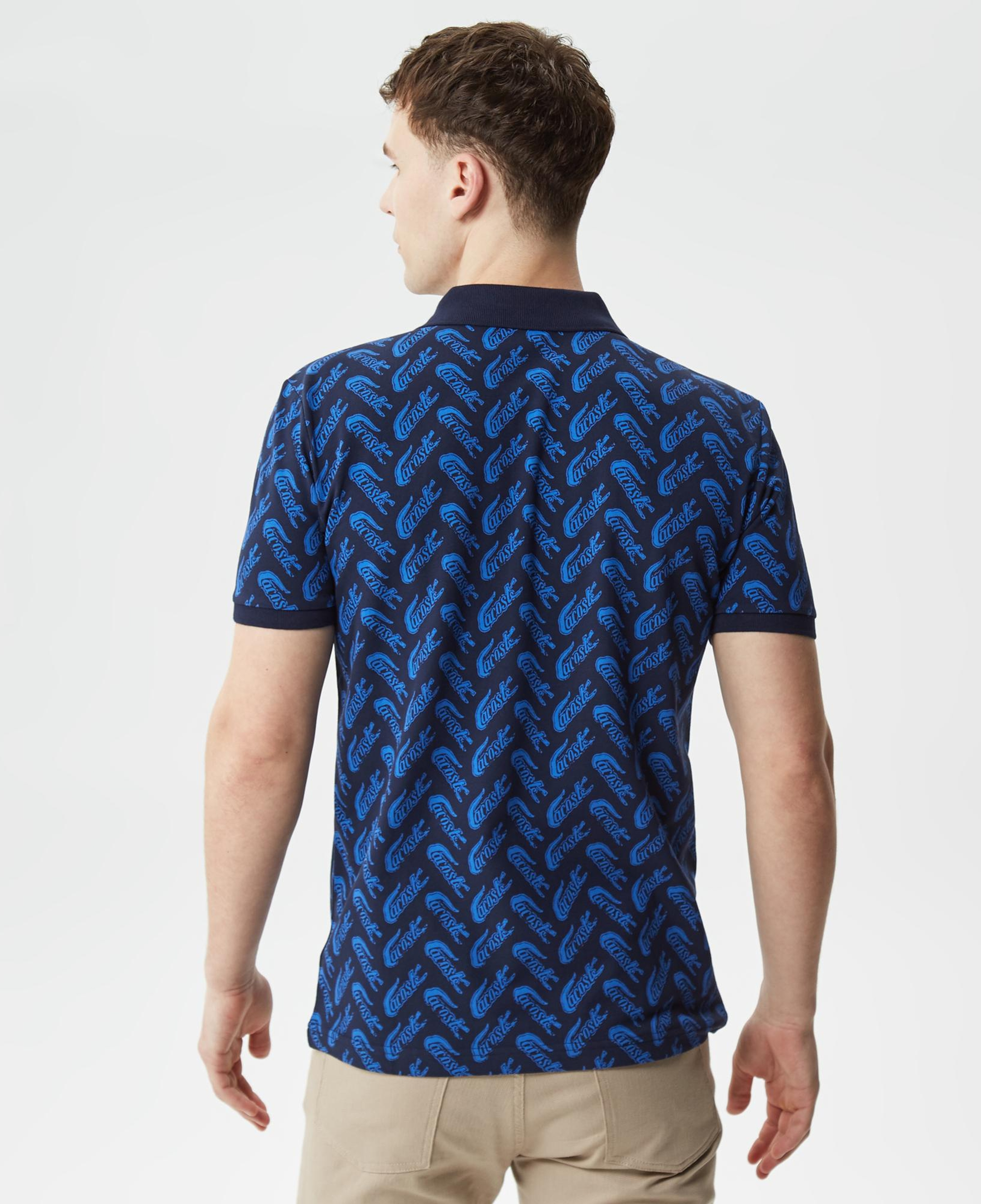 Erkek Slim Fit Desenli Lacivert Polo