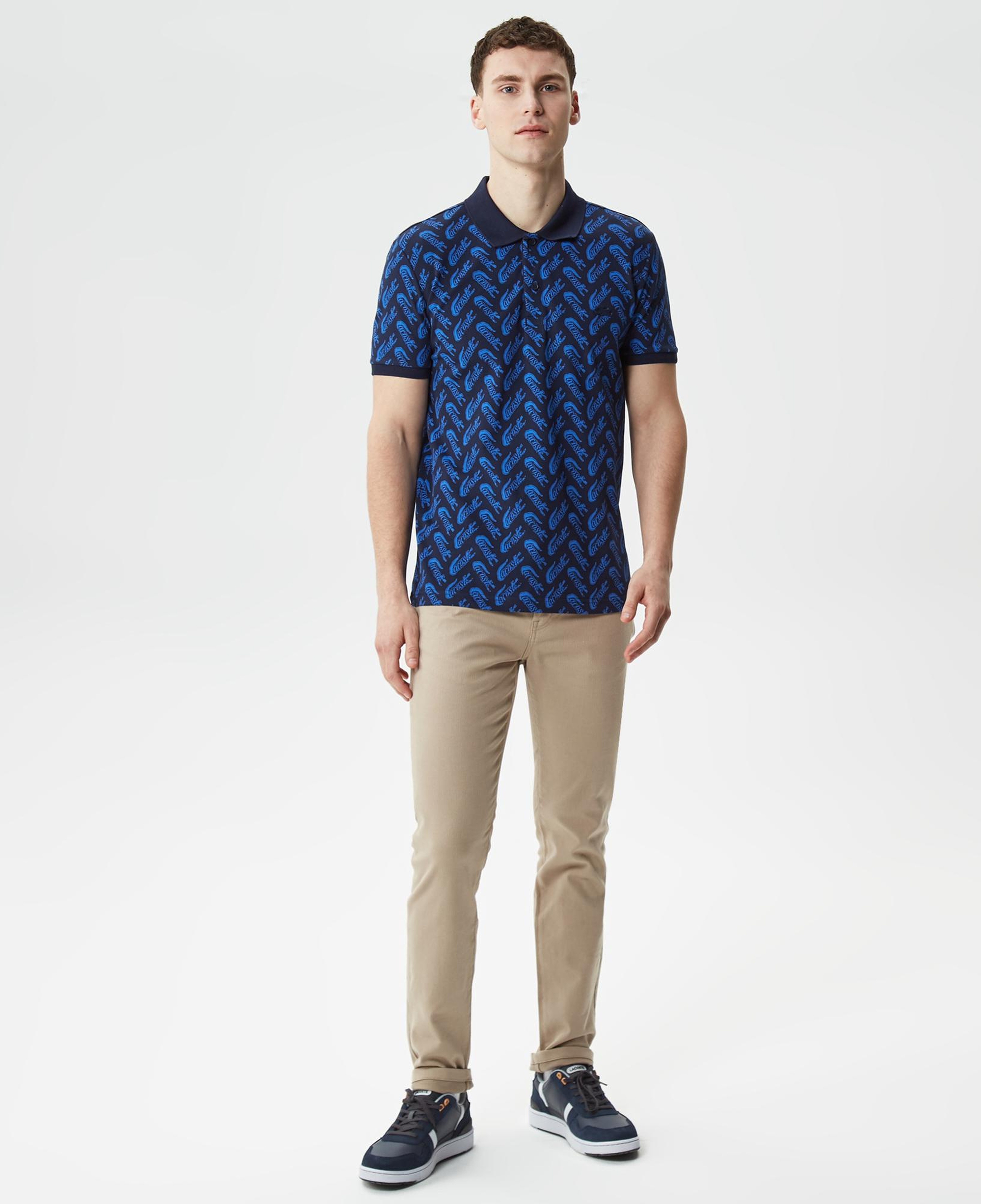 Erkek Slim Fit Desenli Lacivert Polo