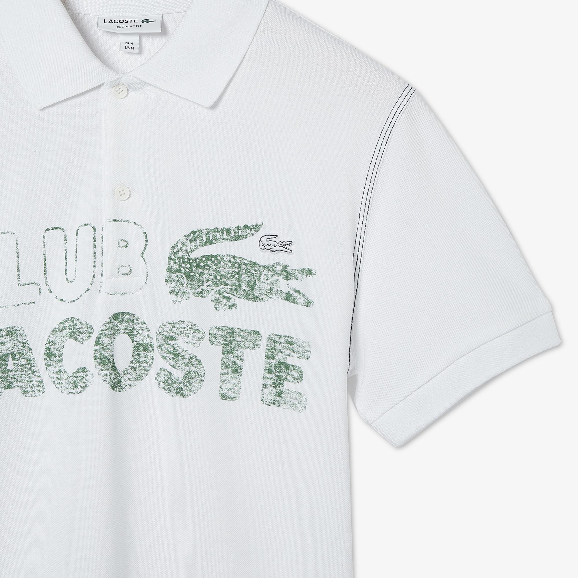 Erkek Regular Fit Baskılı Beyaz Polo