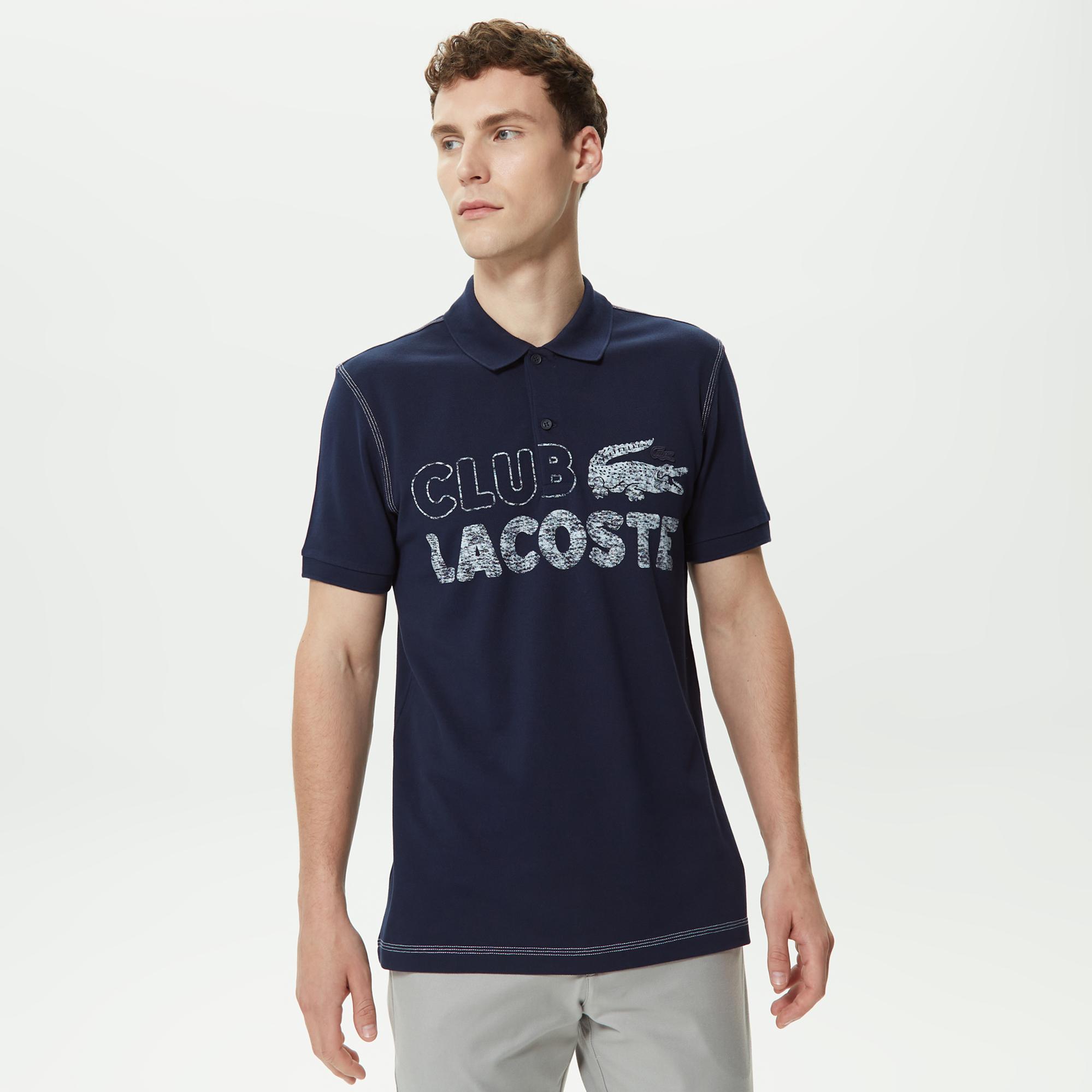 Erkek Regular Fit Baskılı Lacivert Polo