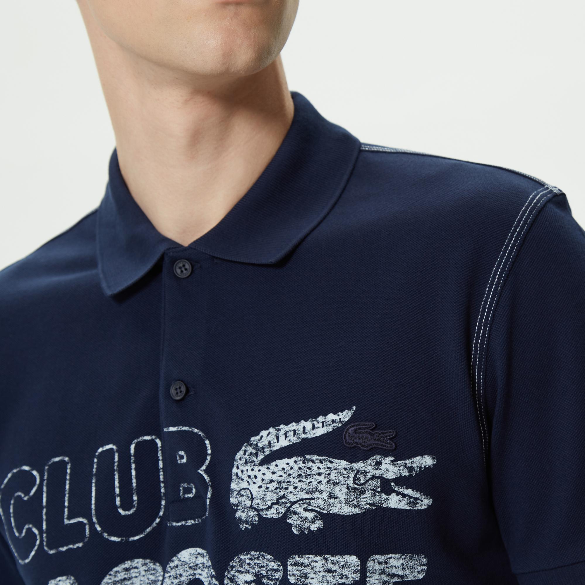 Erkek Regular Fit Baskılı Lacivert Polo