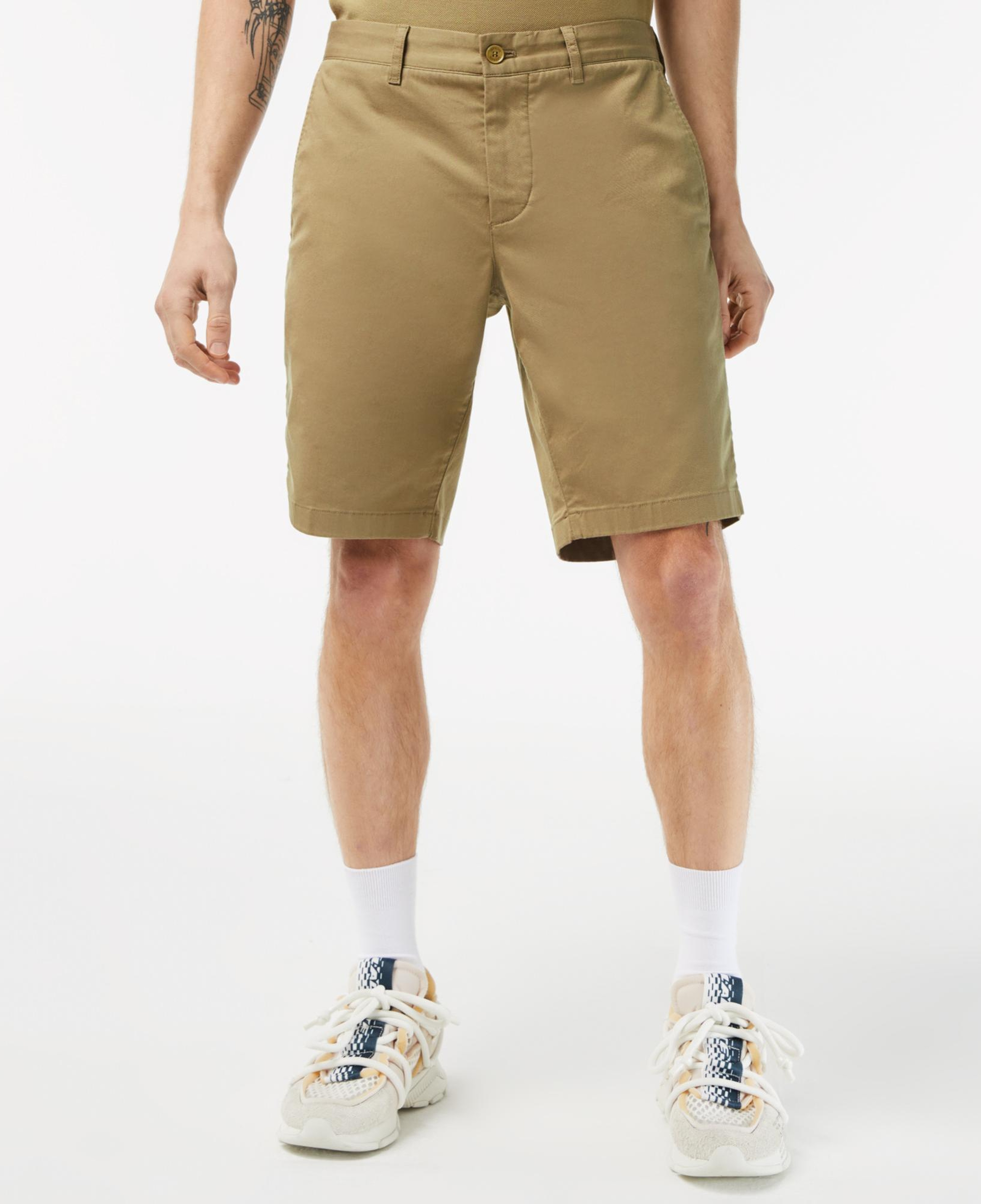 Erkek Slim Fit Bej Bermuda