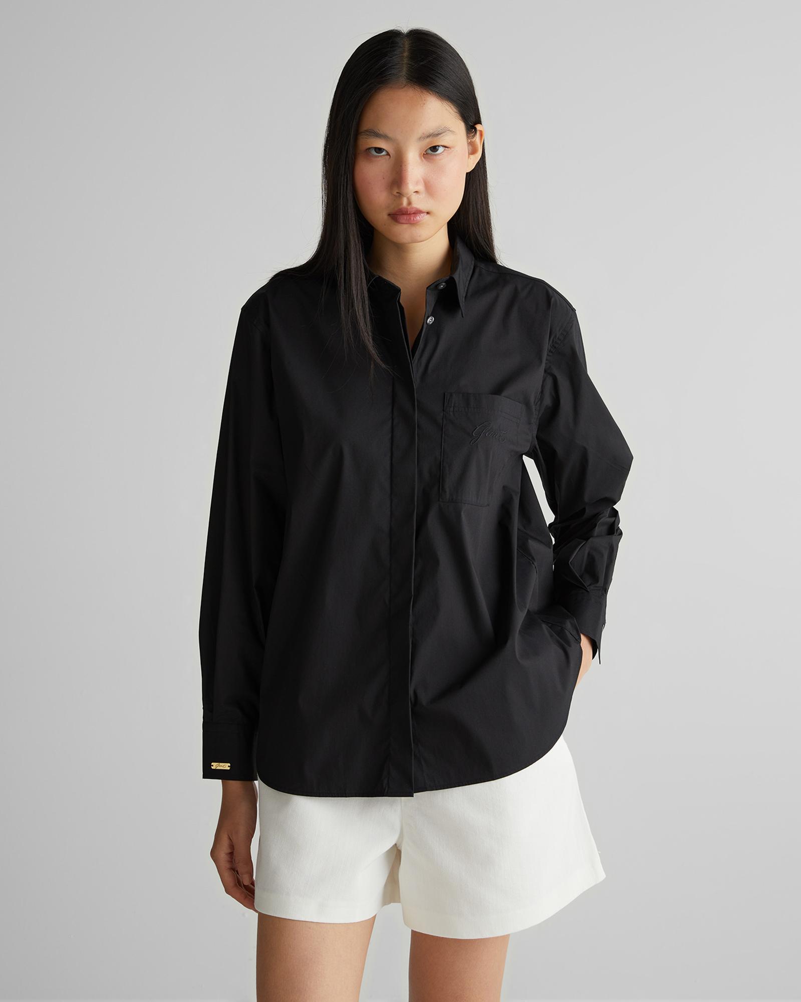 GANT Kadın Siyah Klasik Yaka Gömlek