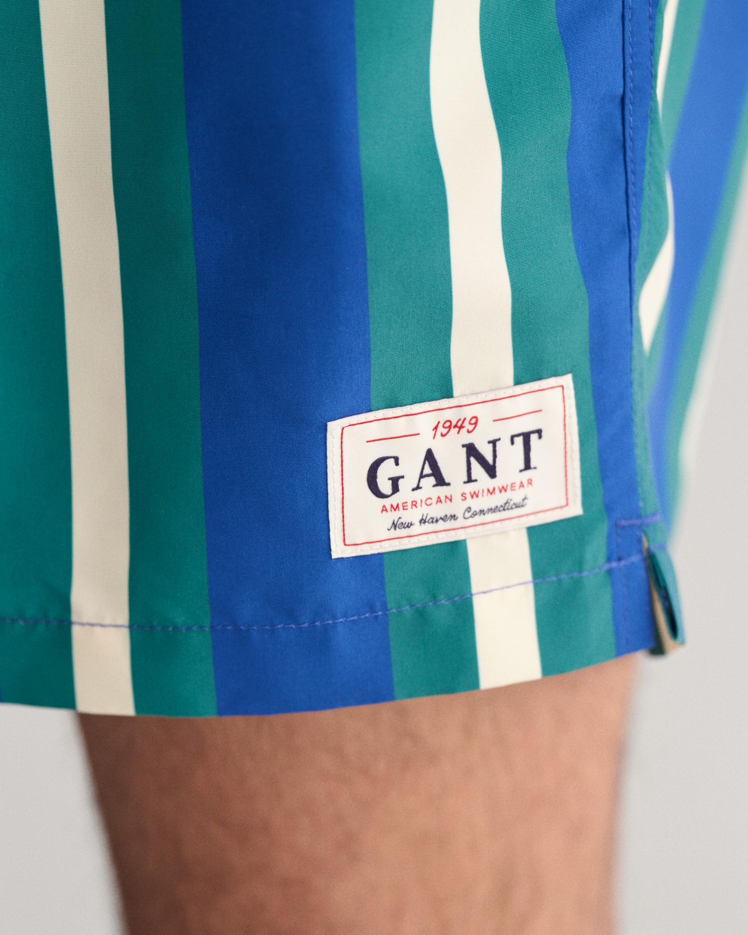 GANT Erkek Mavi Regular Fit Çizgili Mayo Şort