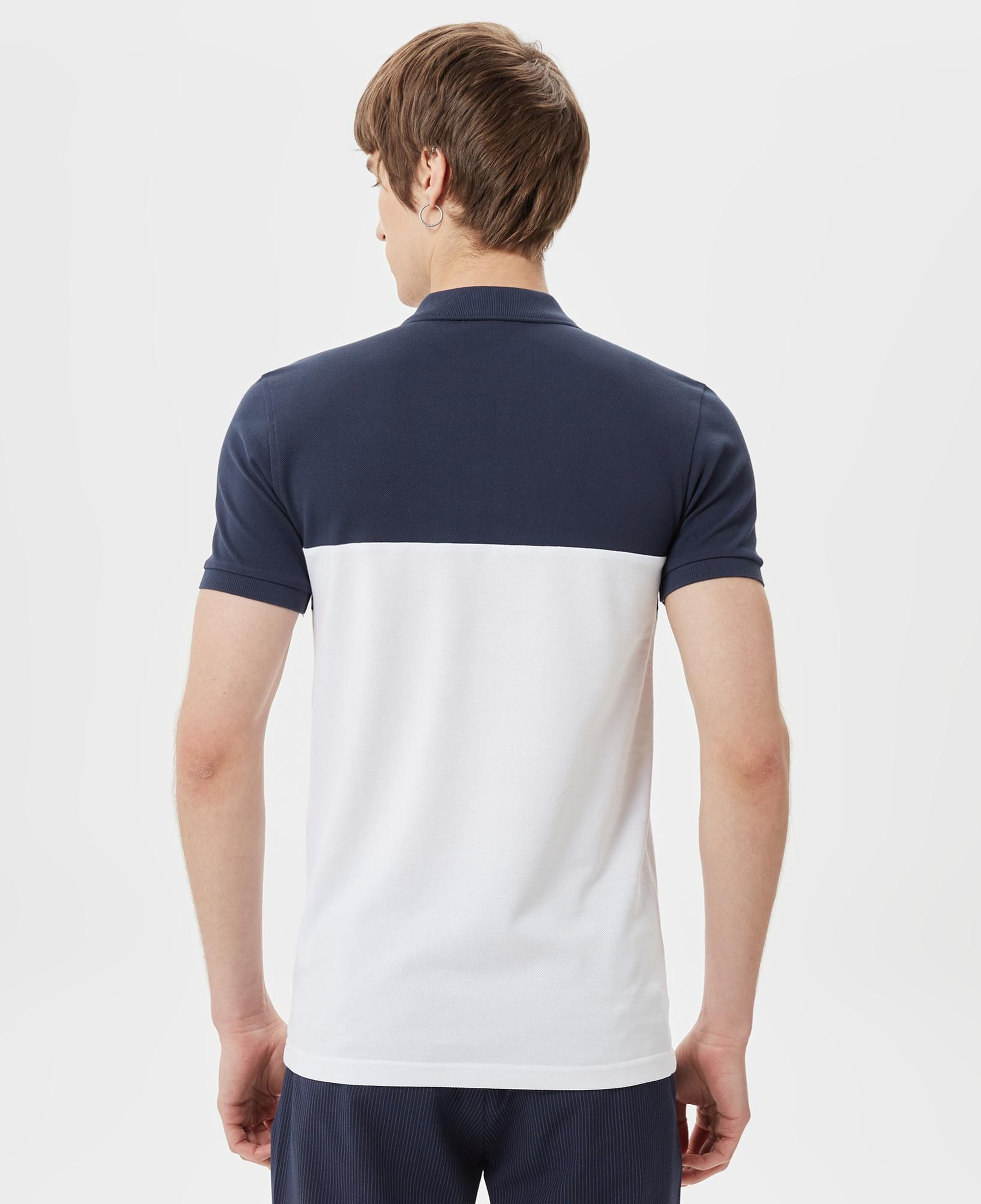Erkek Slim Fit Renk Bloklu Lacivert Polo