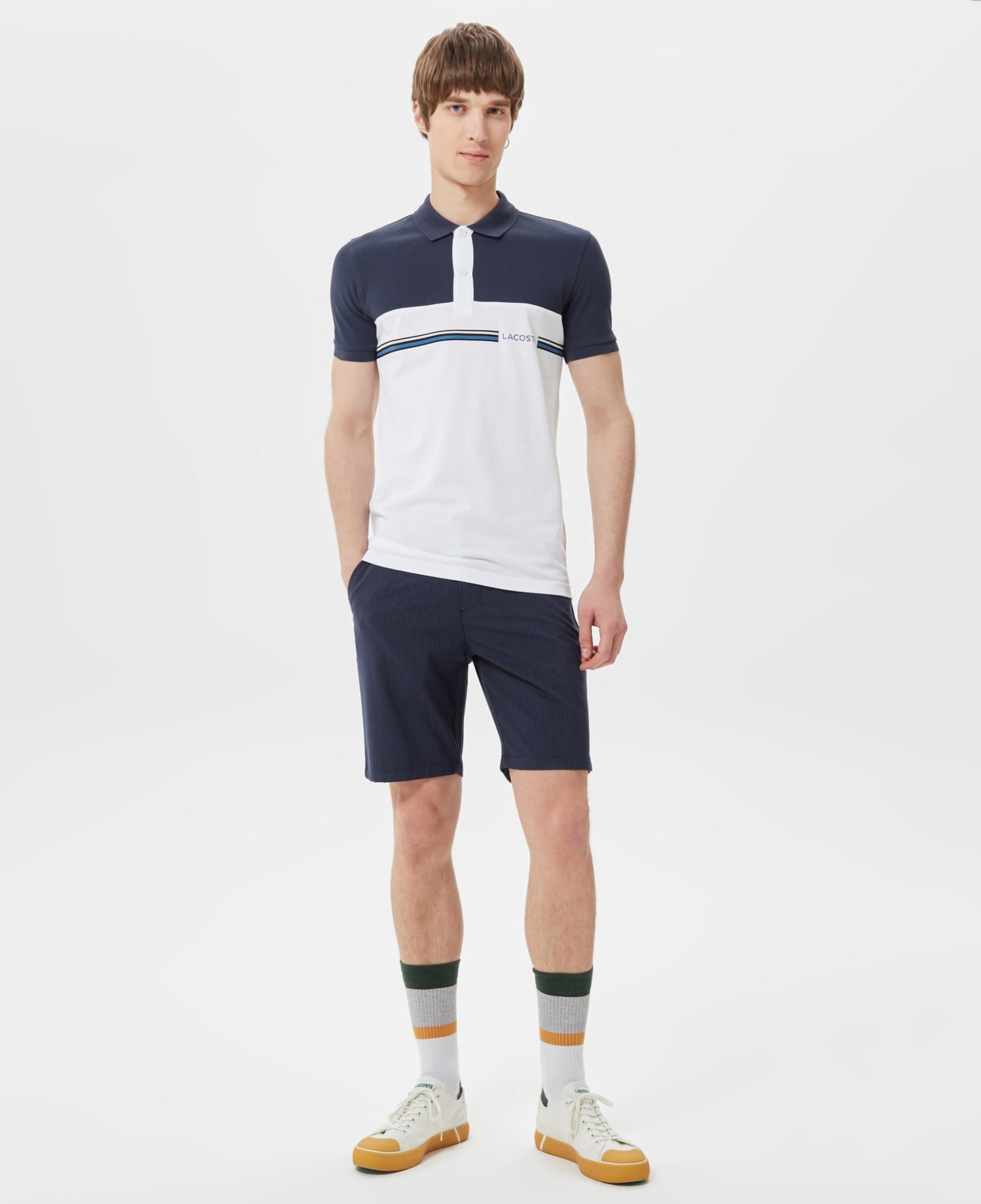 Erkek Slim Fit Renk Bloklu Lacivert Polo