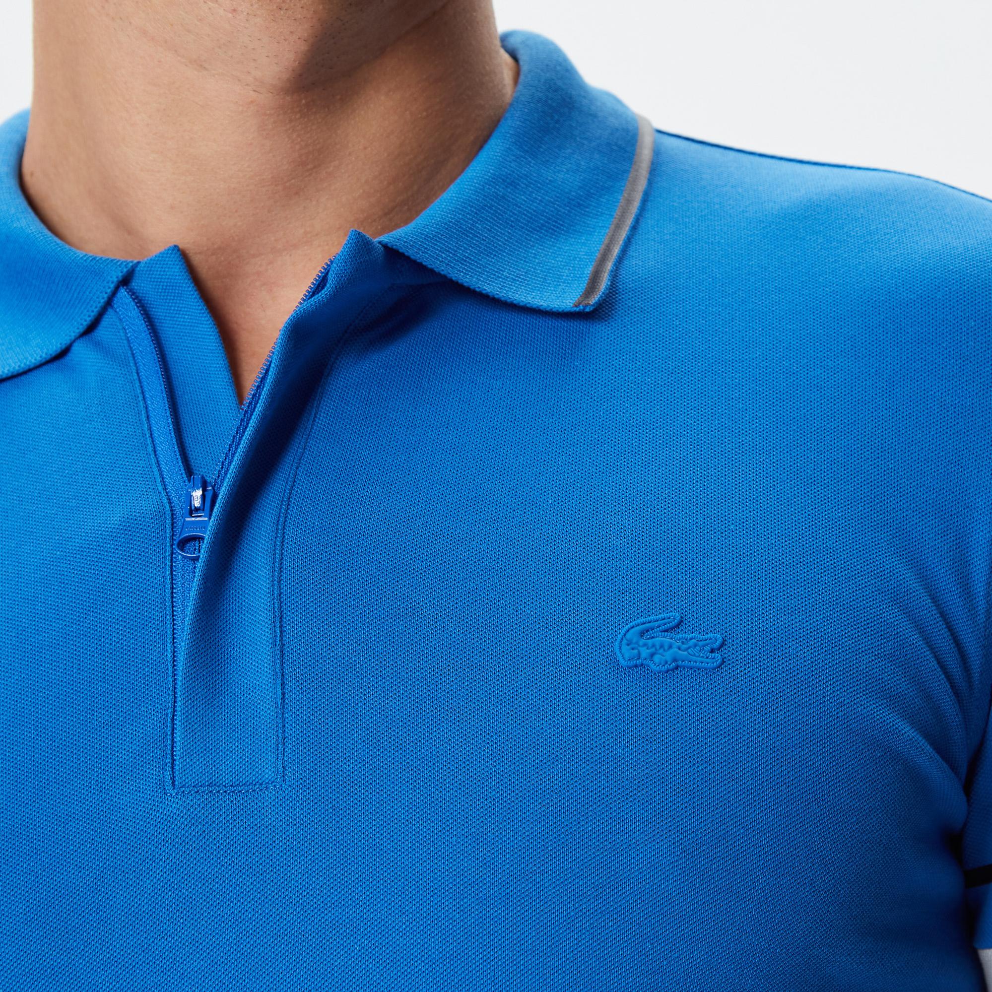 Active Erkek Slim Fit Baskılı Mavi Polo