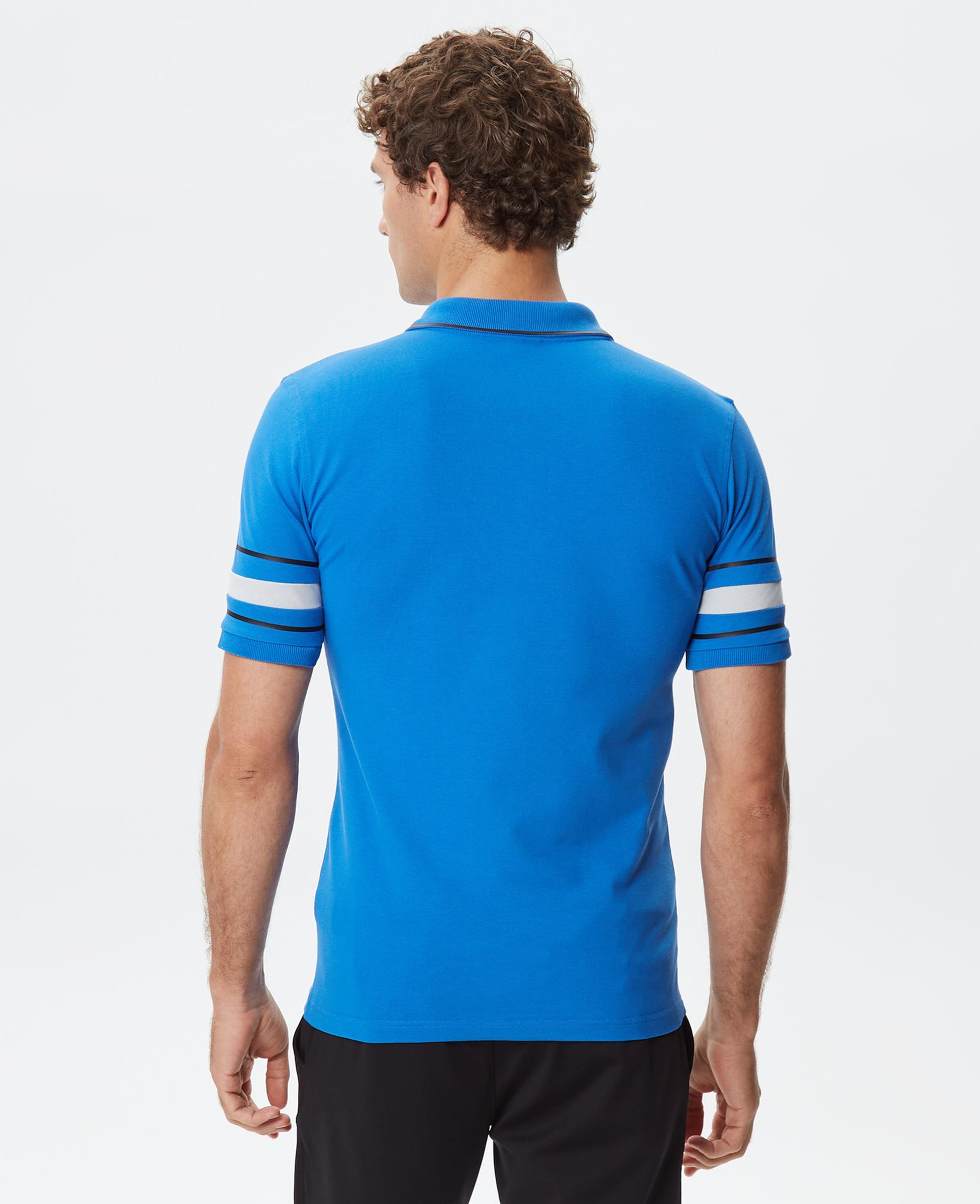 Active Erkek Slim Fit Baskılı Mavi Polo