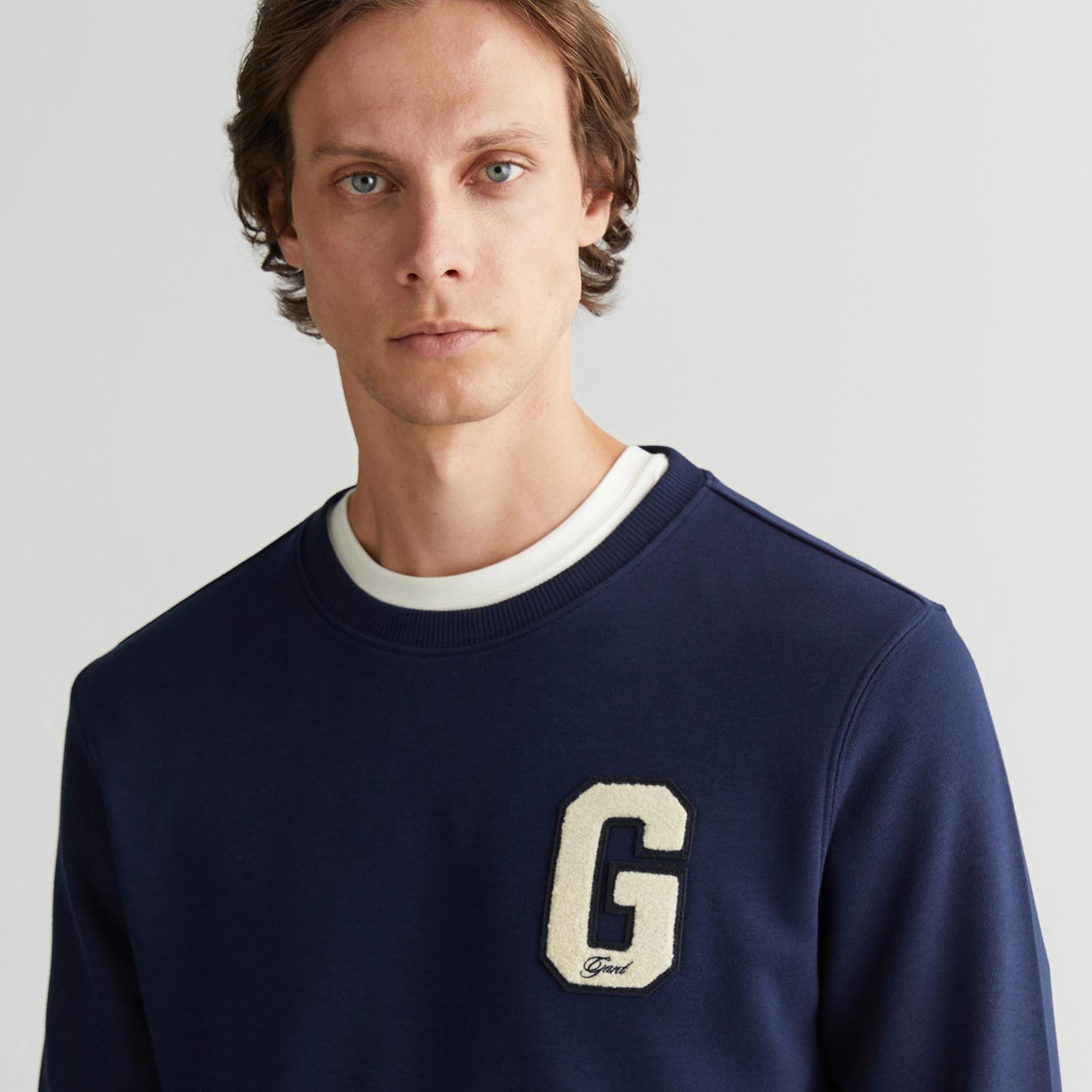 GANT Erkek Lacivert Regular Fit Bisiklet Yaka Logolu Sweatshirt