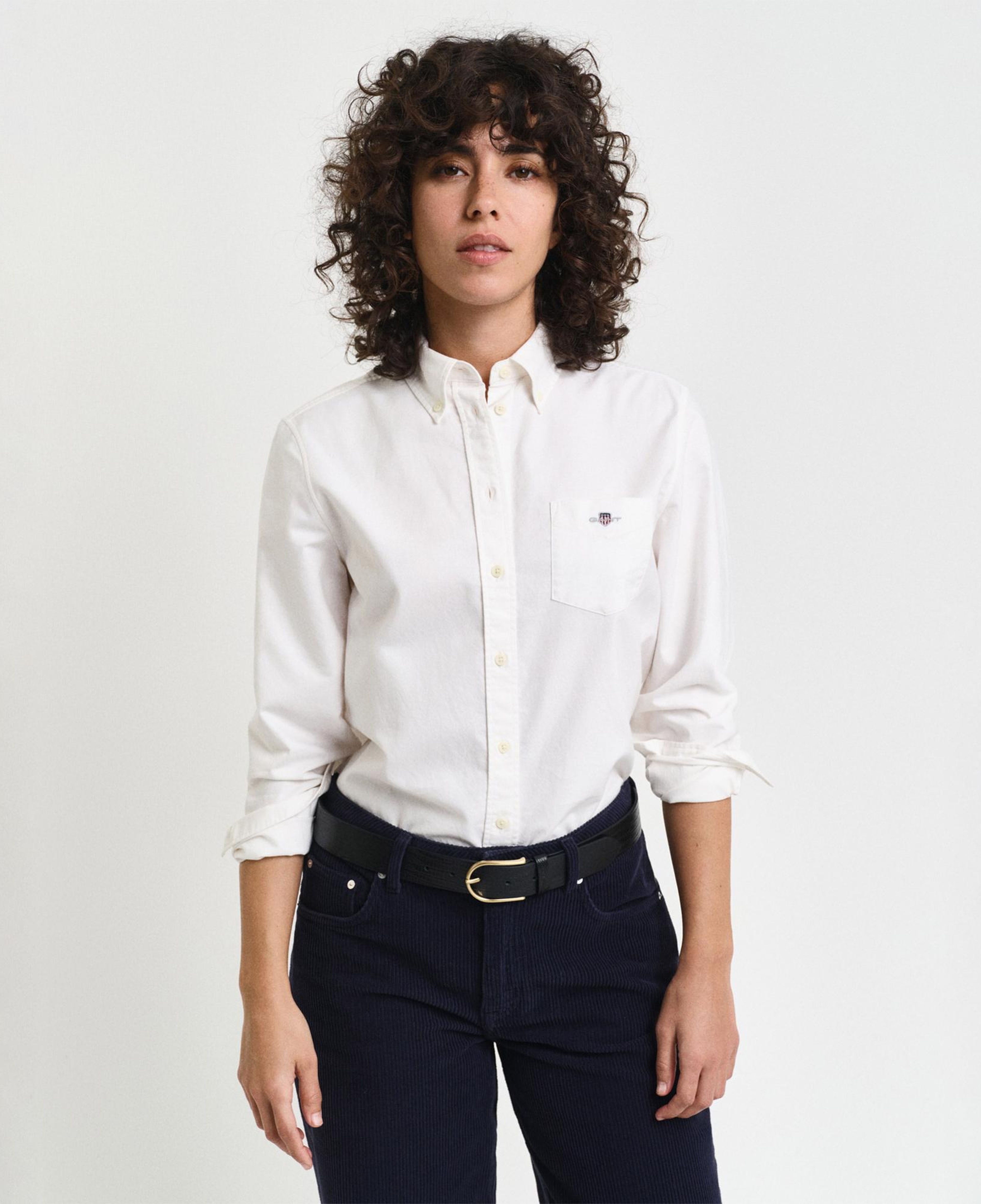 GANT Kadın Beyaz Regular Fit Düğmeli Yaka Oxford Gömlek