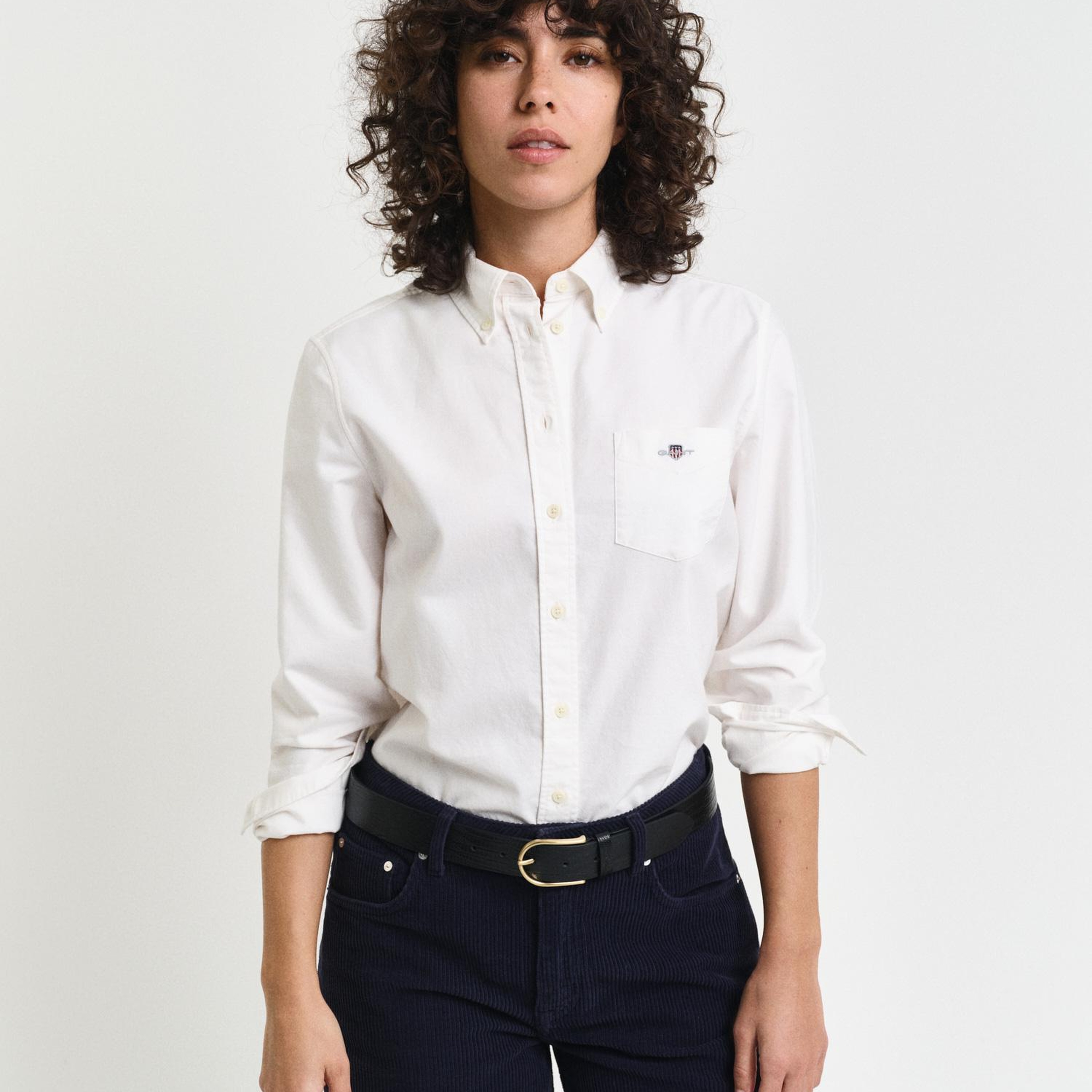 GANT Kadın Beyaz Regular Fit Düğmeli Yaka Oxford Gömlek