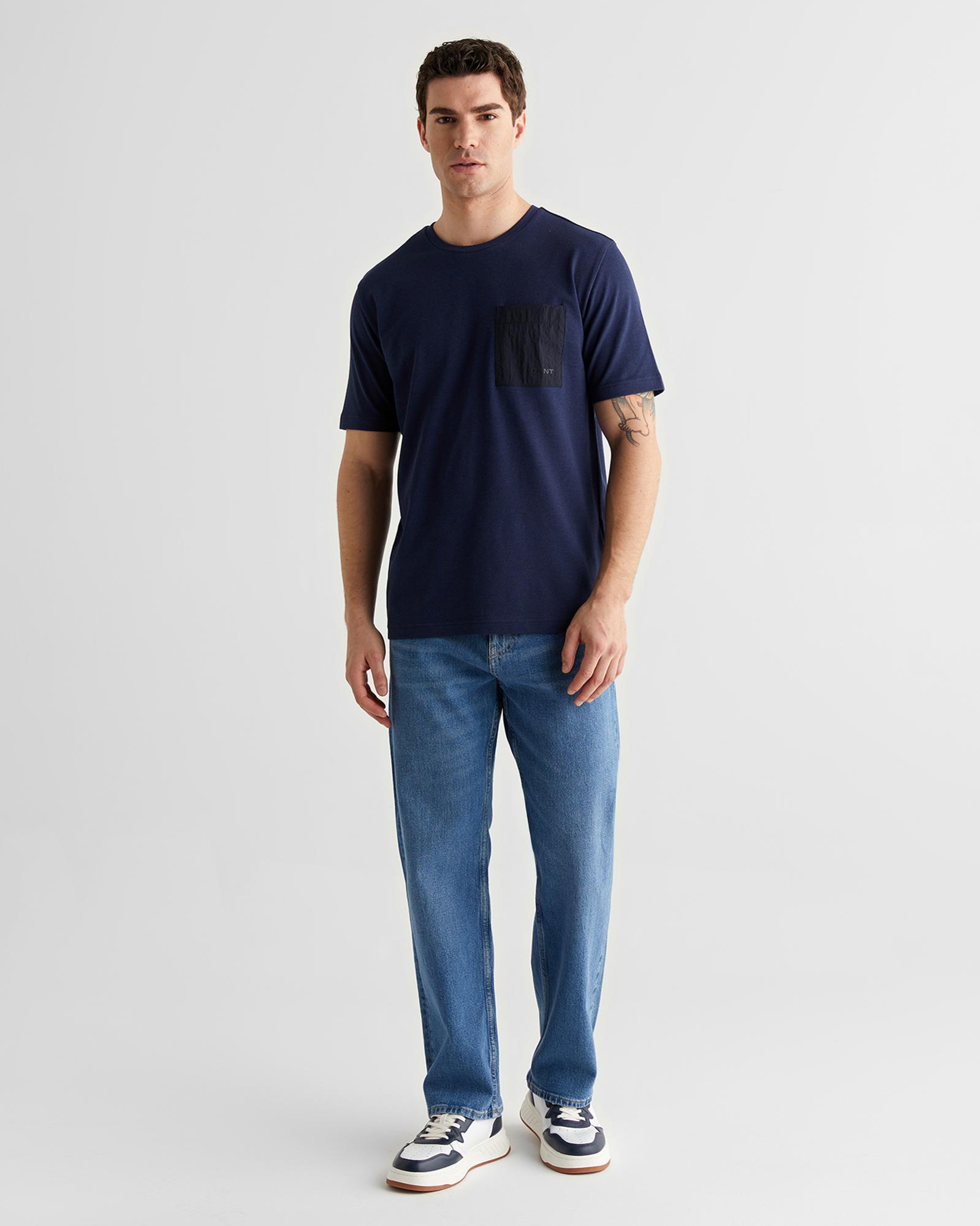 GANT Erkek Lacivert Baskılı Kısa Kollu T-Shirt