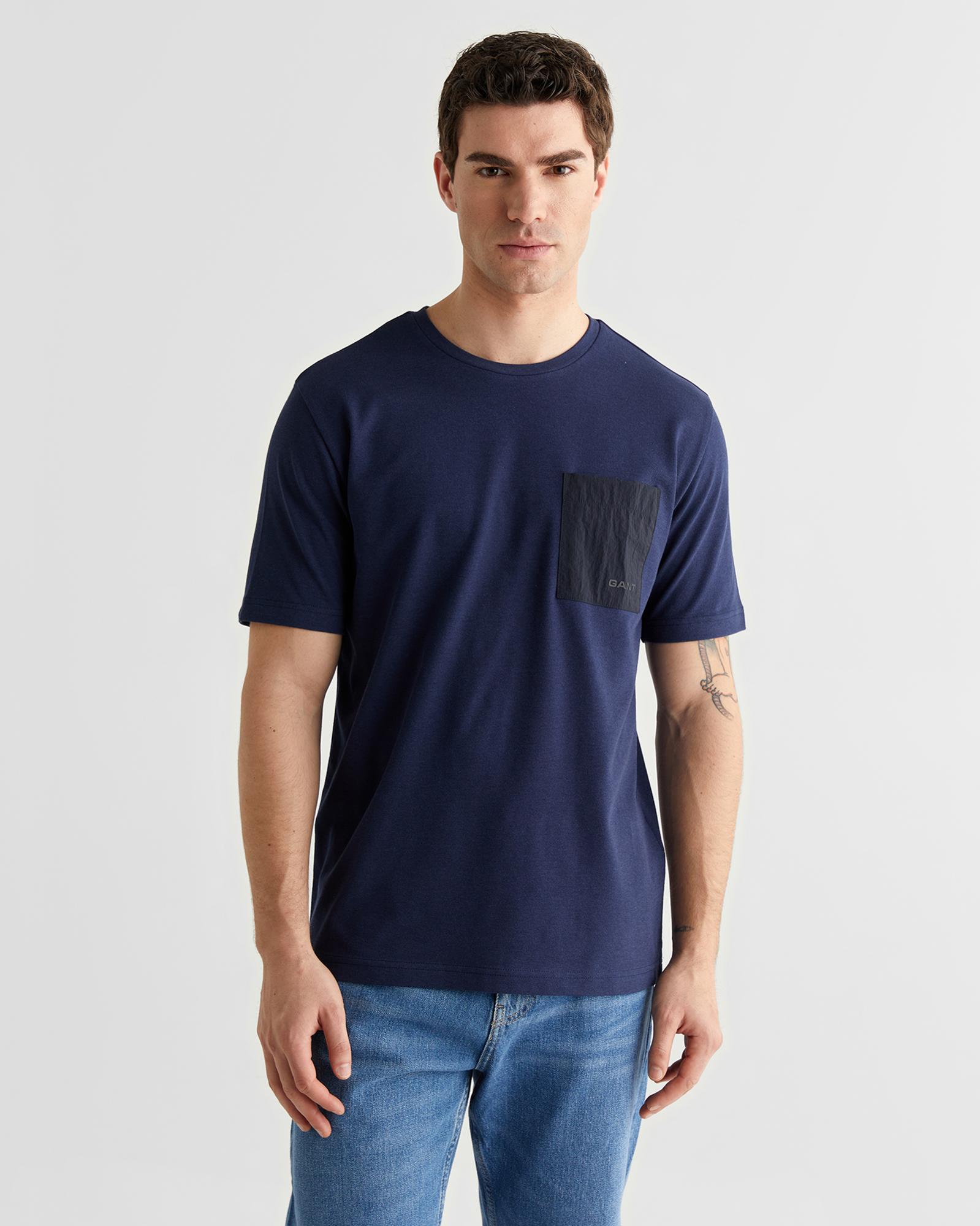 GANT Erkek Lacivert Baskılı Kısa Kollu T-Shirt