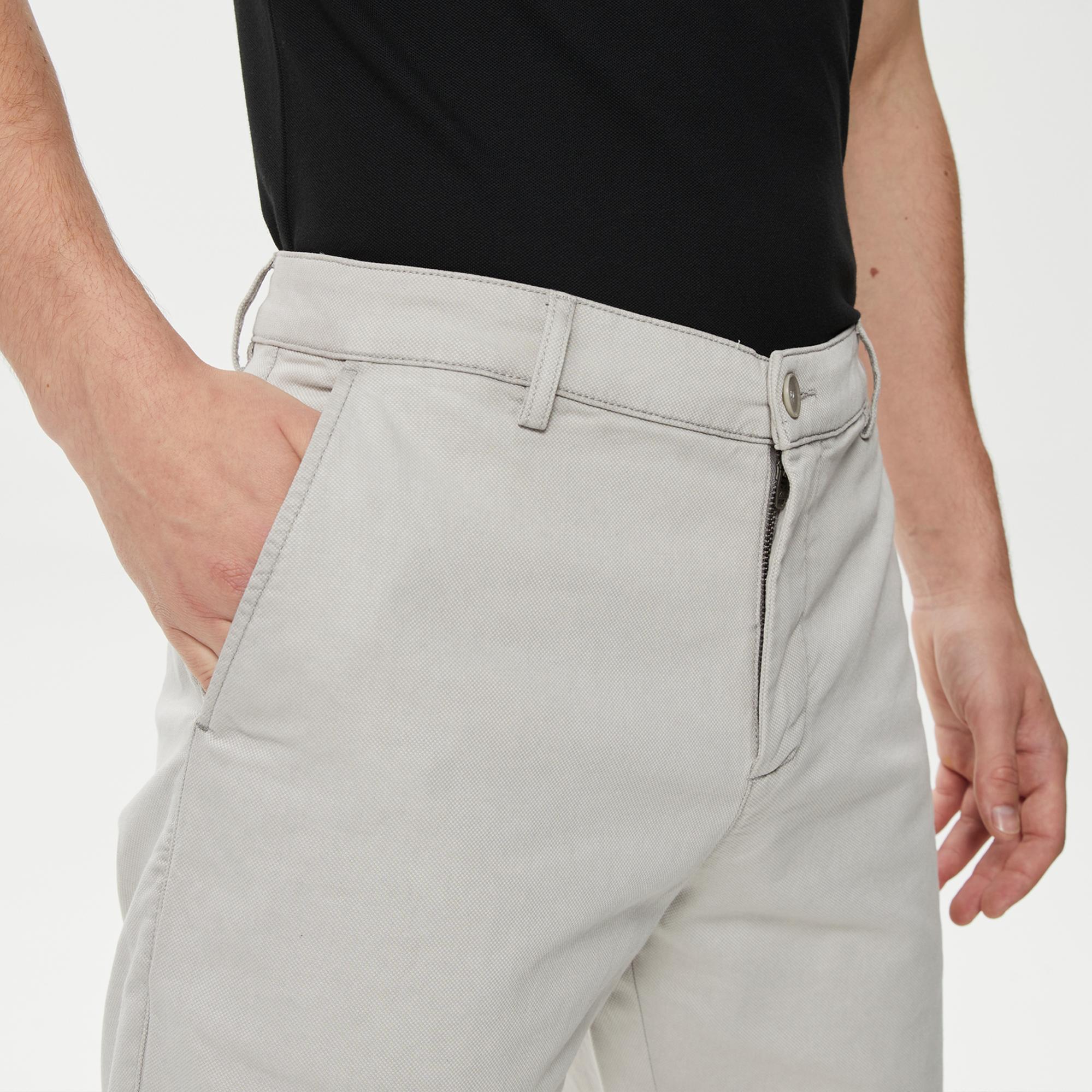 Erkek Slim Fit Organik Pamuk Gri Bermuda