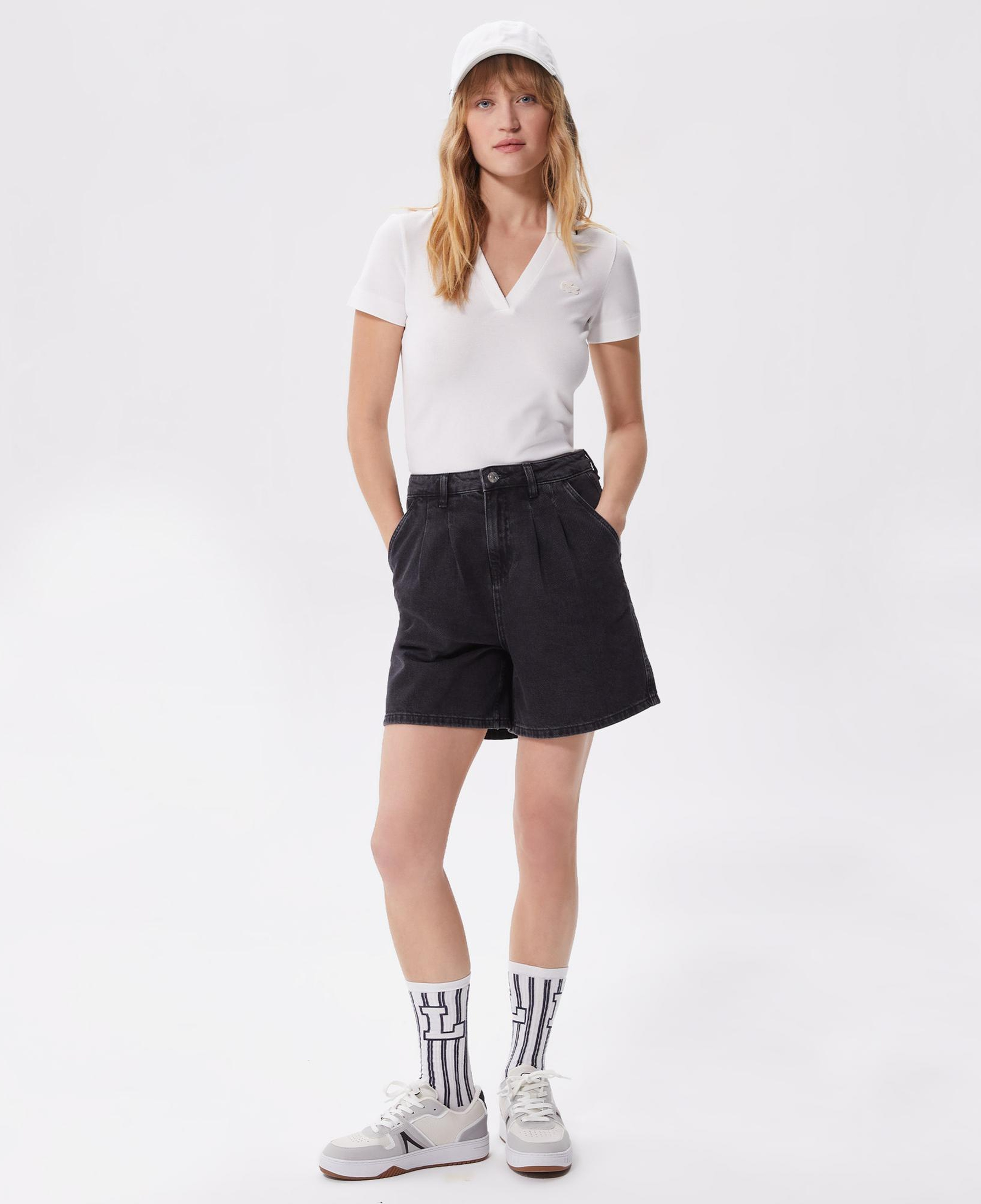 Kadın Loose Fit Denim Siyah Bermuda