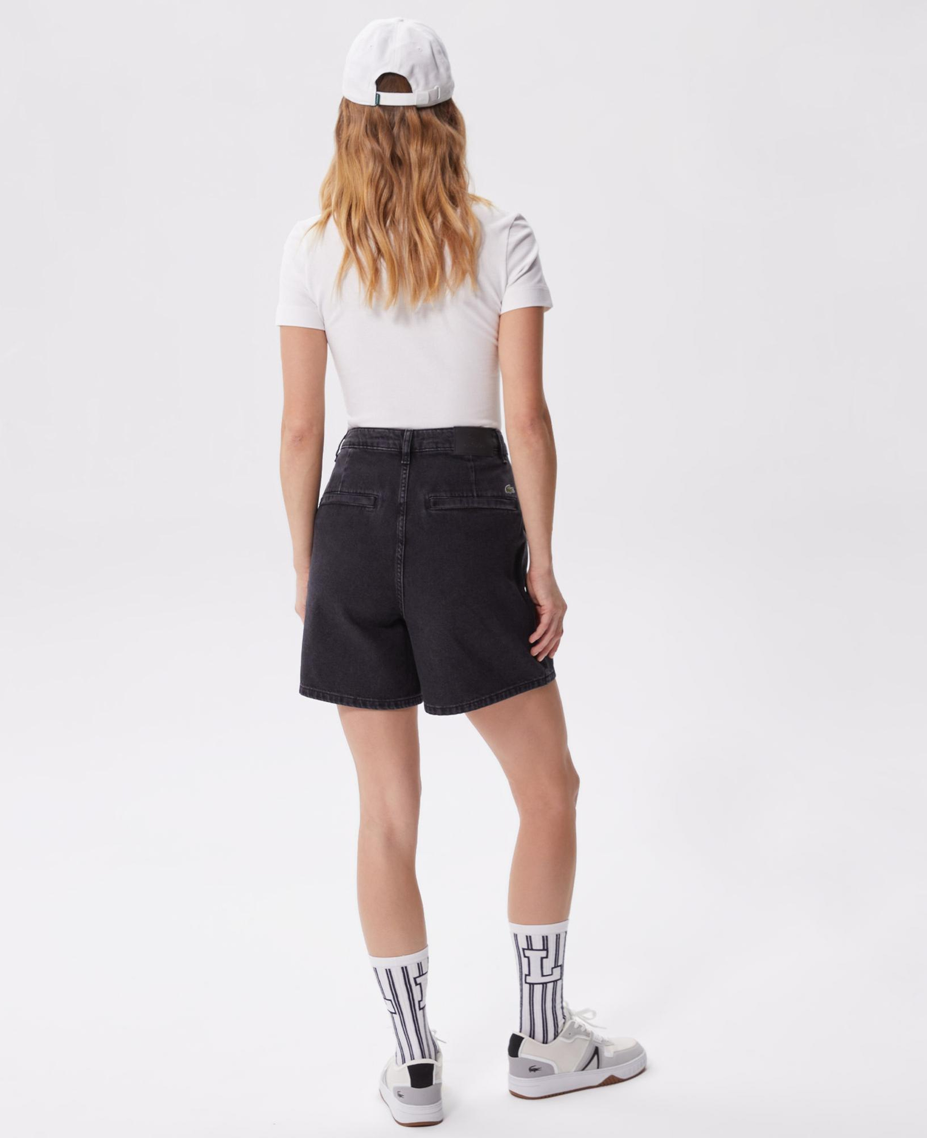 Kadın Loose Fit Denim Siyah Bermuda